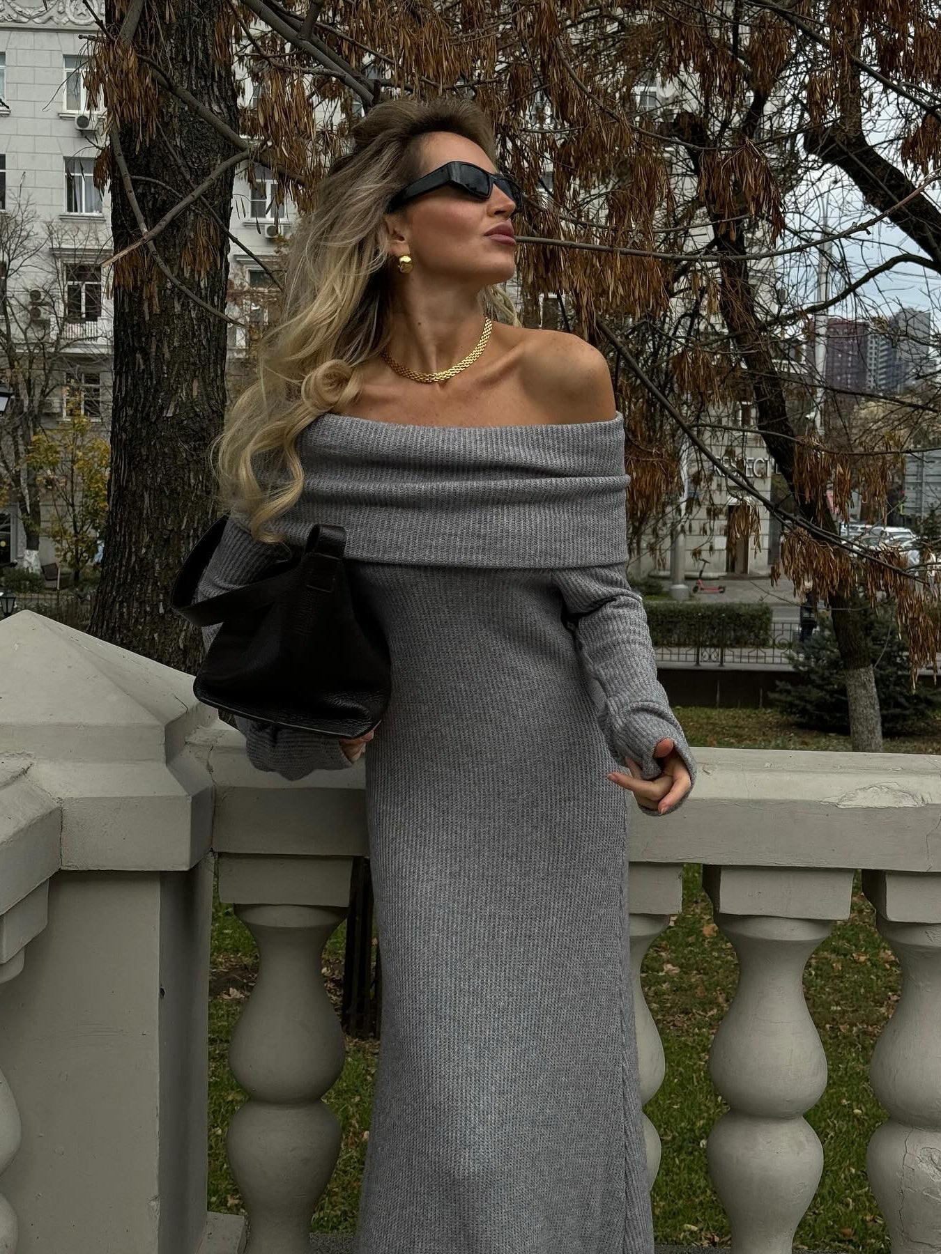 Off Shoulder | Vestido Maxi de Punto Elegante