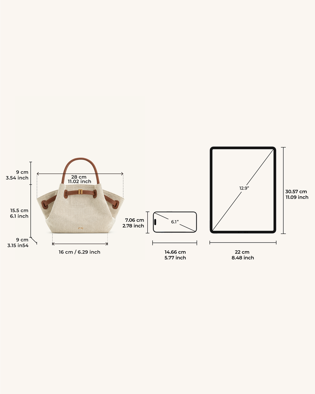 Hana | Mini Bolso Tote de Lona Marrón