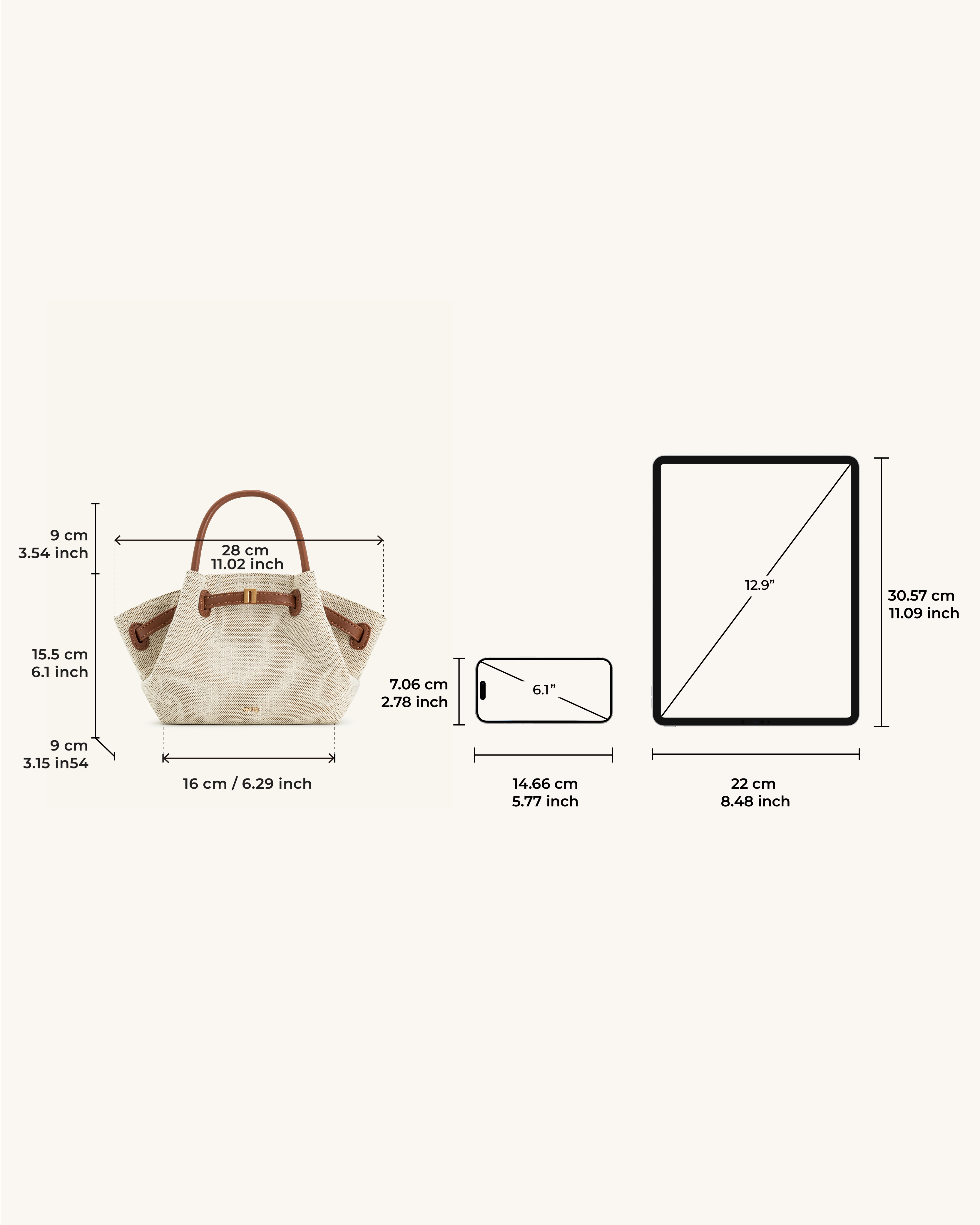 Hana | Mini Bolso Tote de Lona Marrón