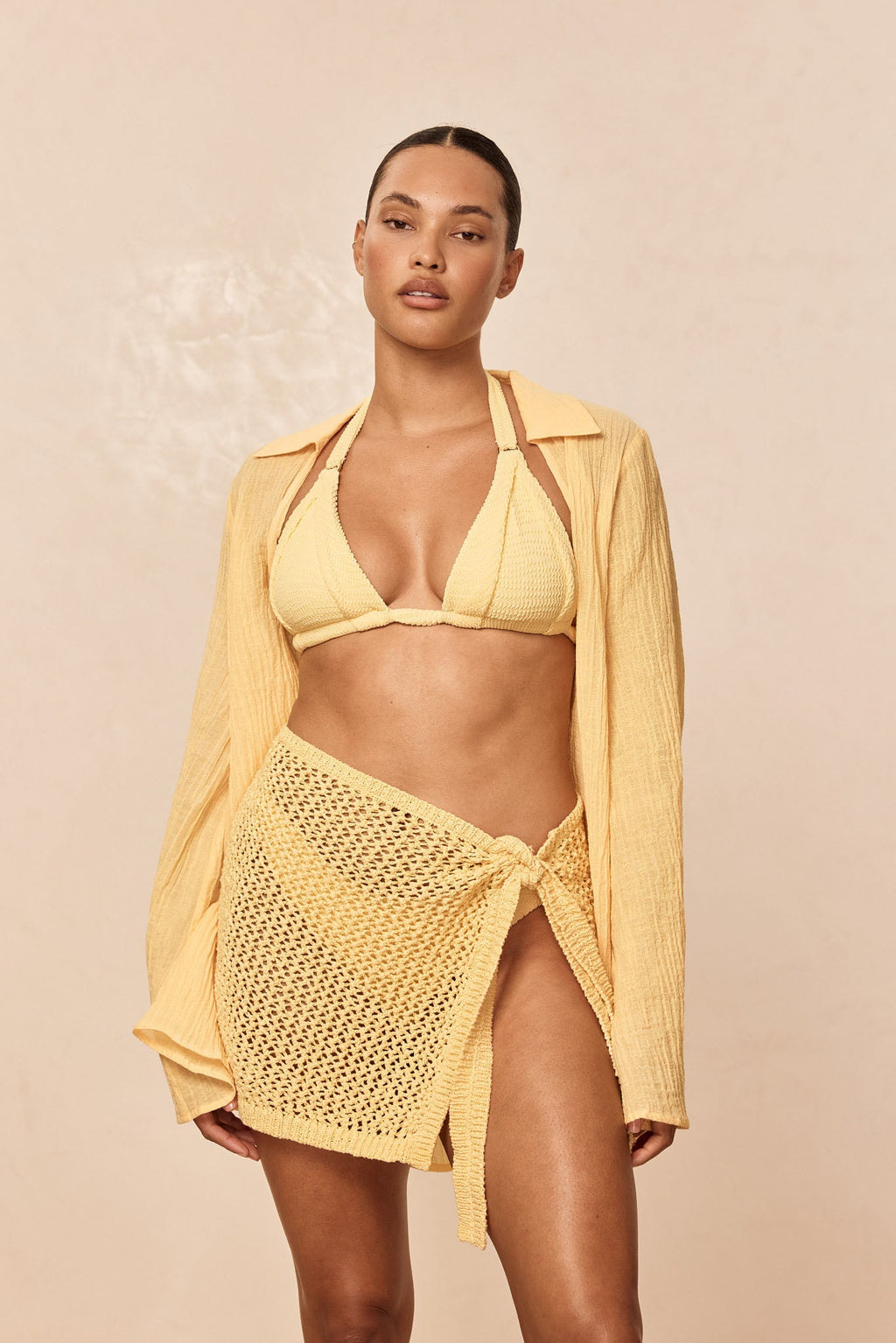 Top de Bikini Morocco Honey – Textura Crinkle Color Miel