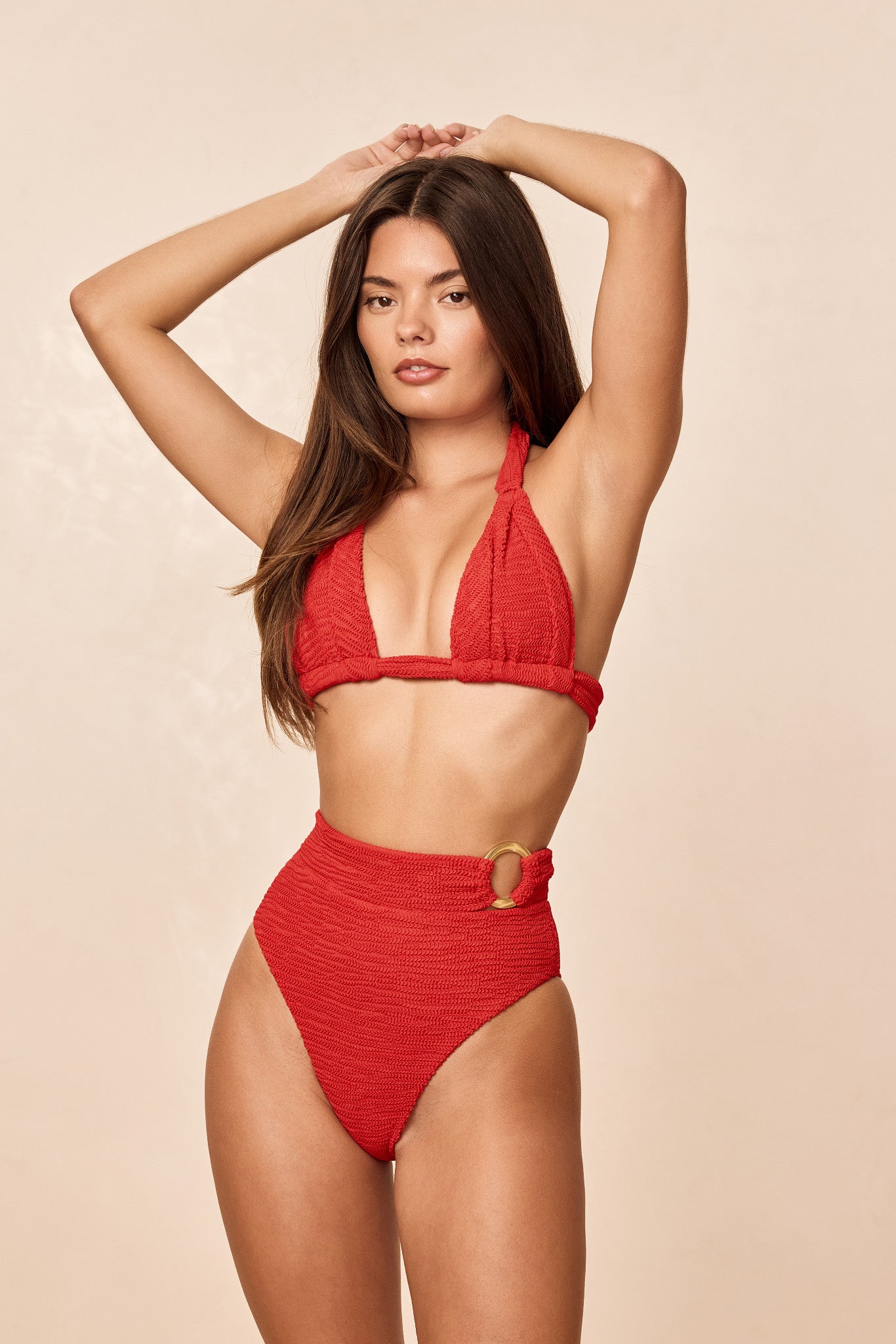 Top de Bikini Morocco Chili Pepper – Textura Crinkle Rojo Intenso