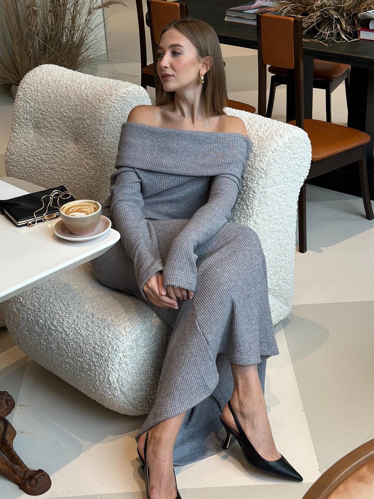 Off Shoulder | Vestido Maxi de Punto Elegante