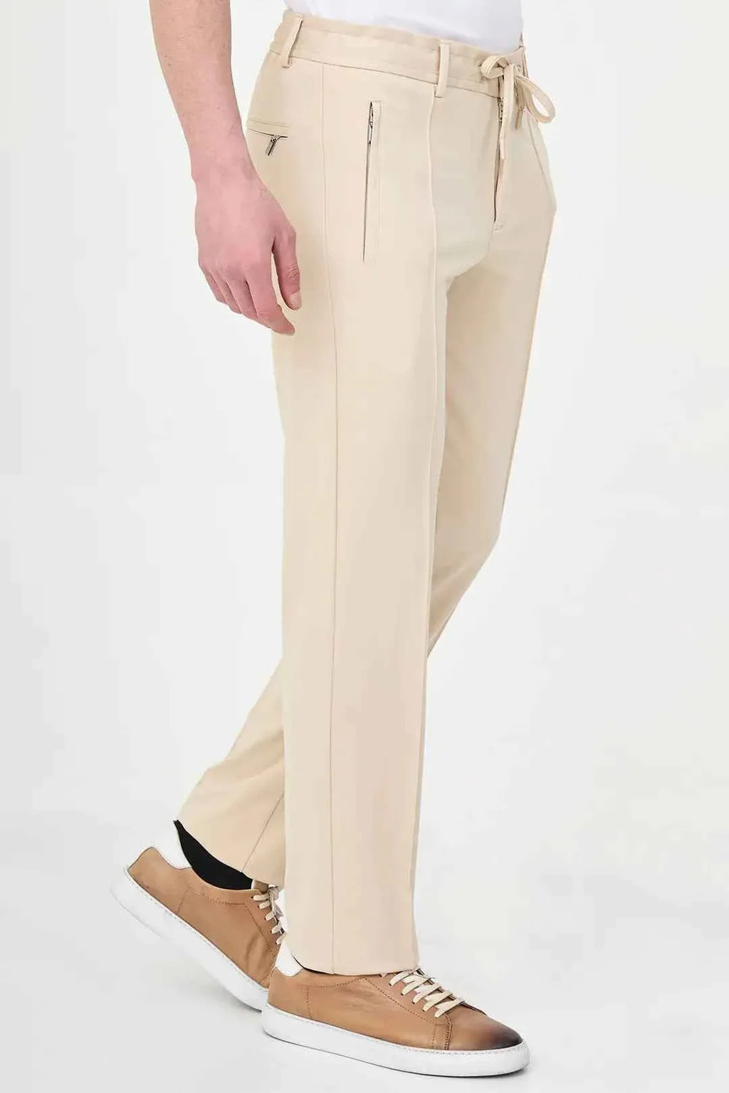 Abilene Beige Drawstring Waist Dress Pants