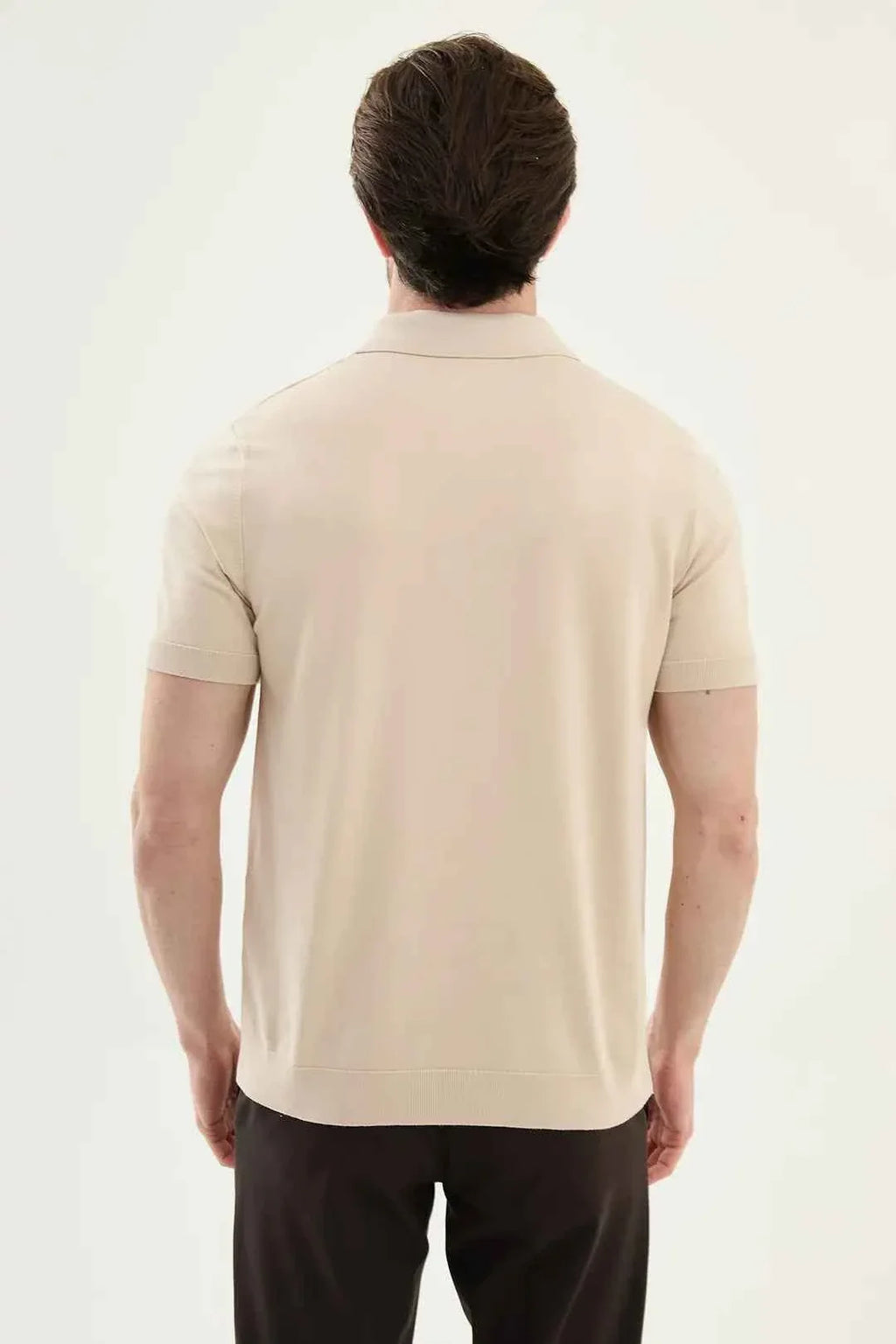 Polo Abilene de Punto Texturizado Medio Cremallera Beige