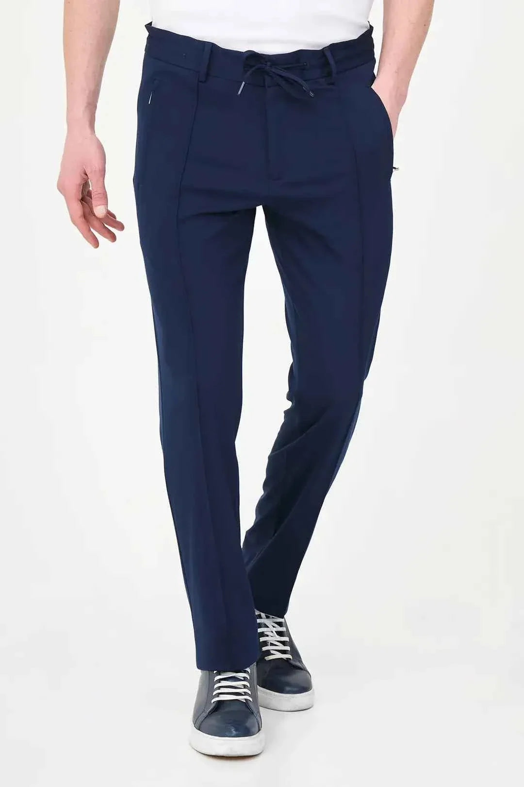 Abilene Navy Blue Drawstring Waist Dress Pants