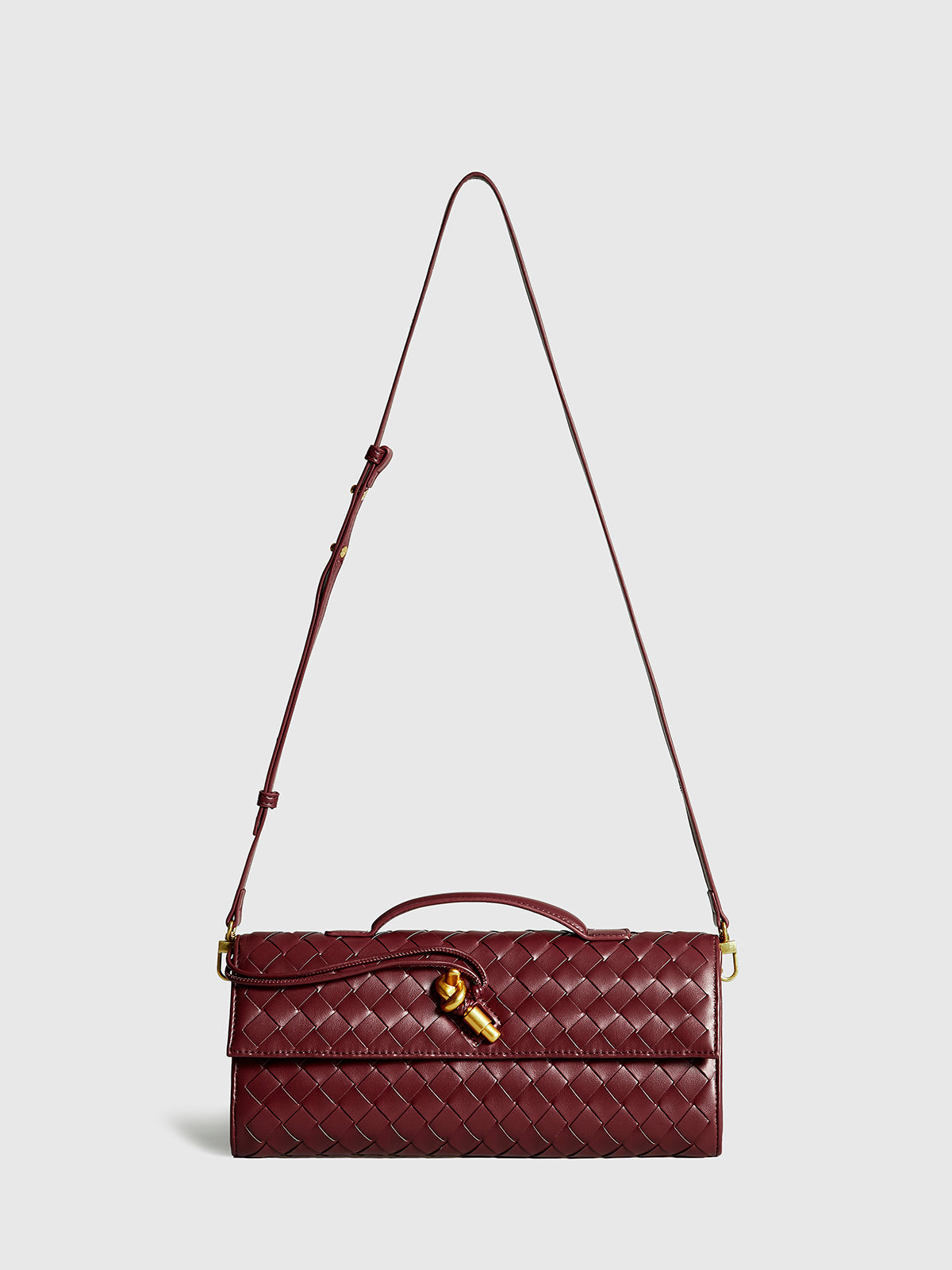Bolso Clutch de Hombro Tejido con Solapa de Dos Formas