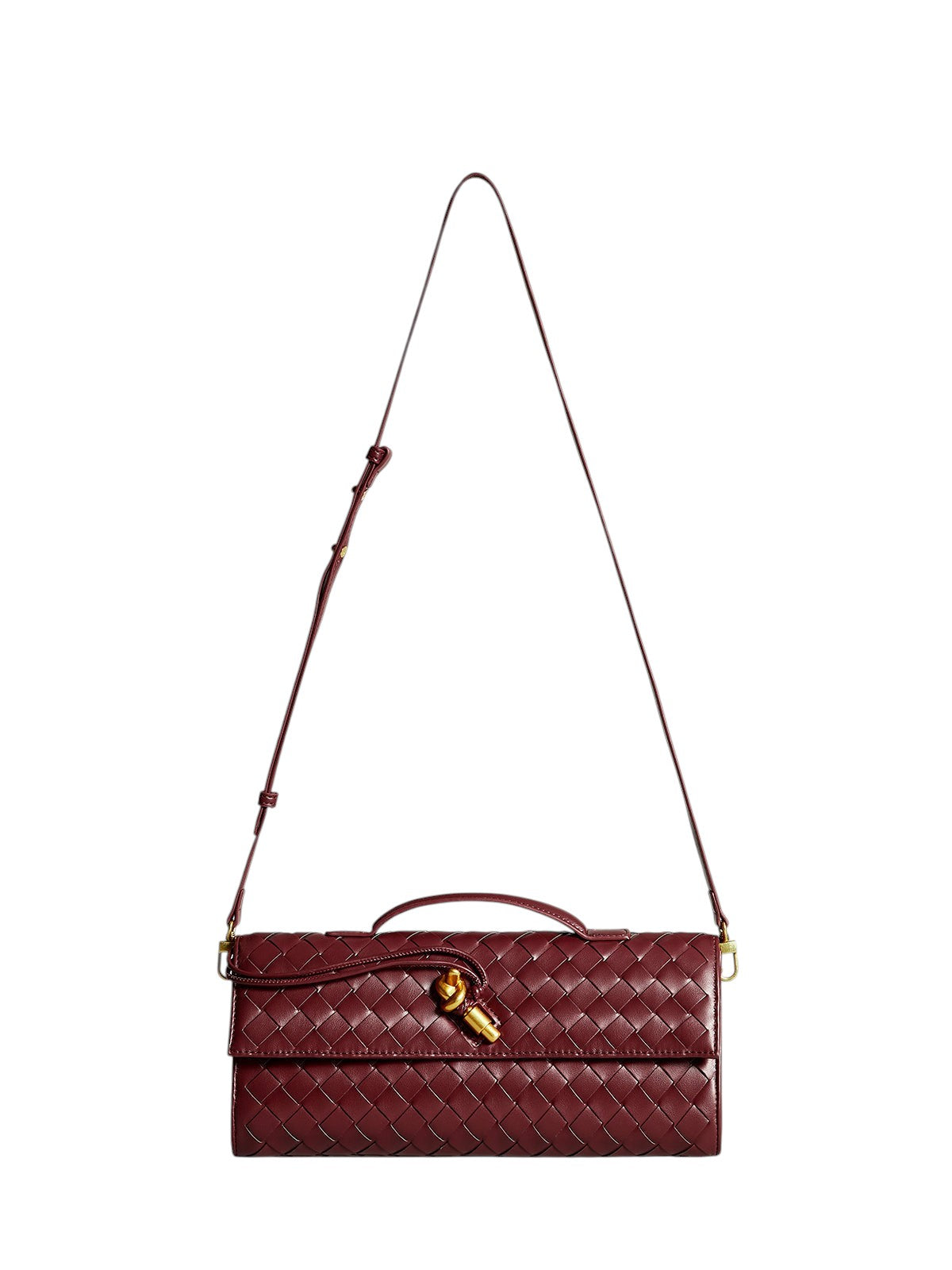 Bolso Clutch de Hombro Tejido con Solapa de Dos Formas