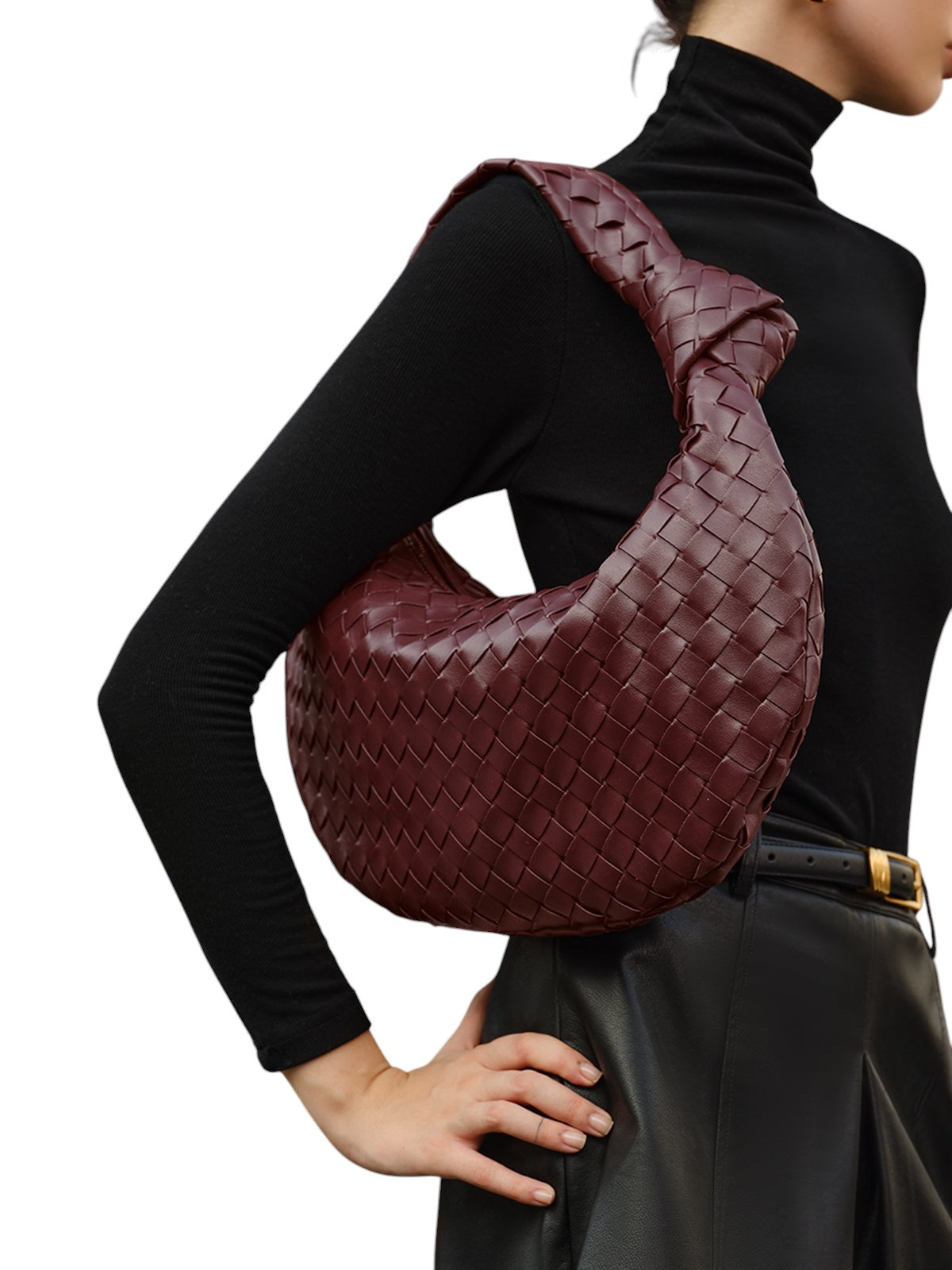 Bolso de Hombro Trenzado con Nudo Estilo Croissant