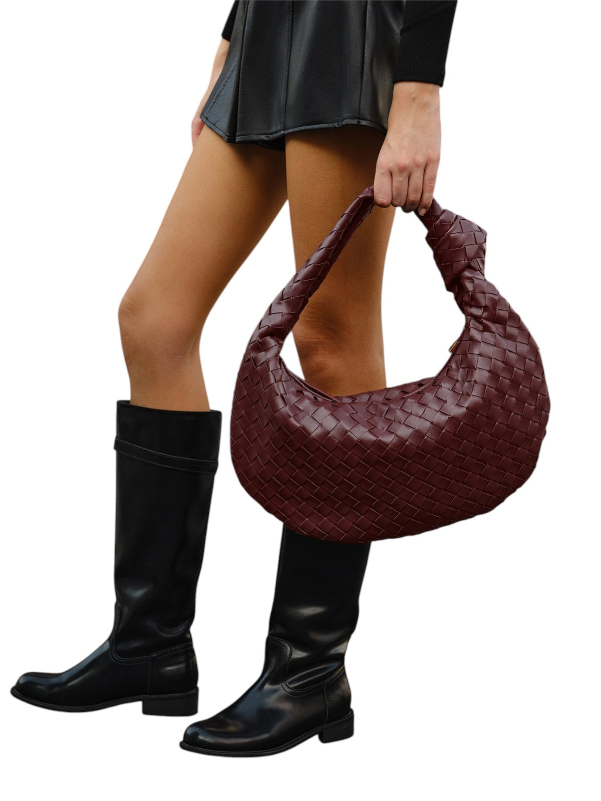 Bolso de Hombro Trenzado con Nudo Estilo Croissant