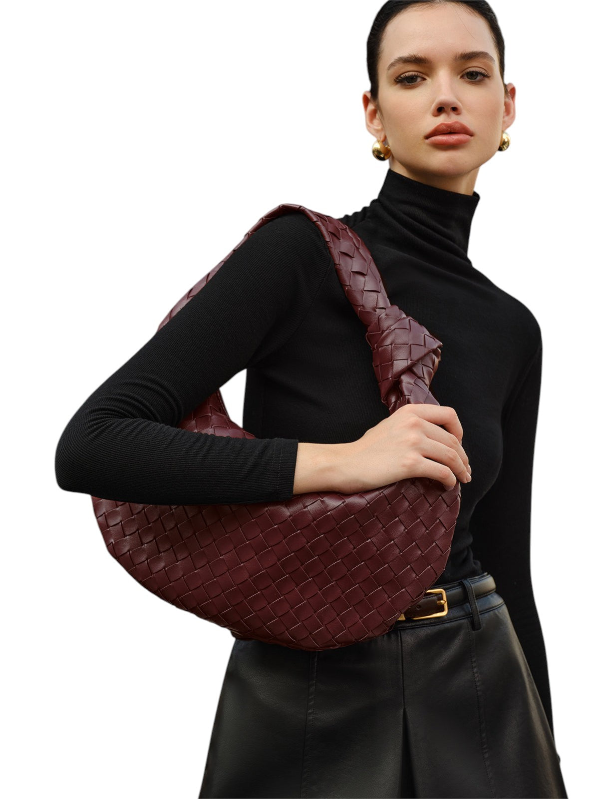 Bolso de Hombro Trenzado con Nudo Estilo Croissant