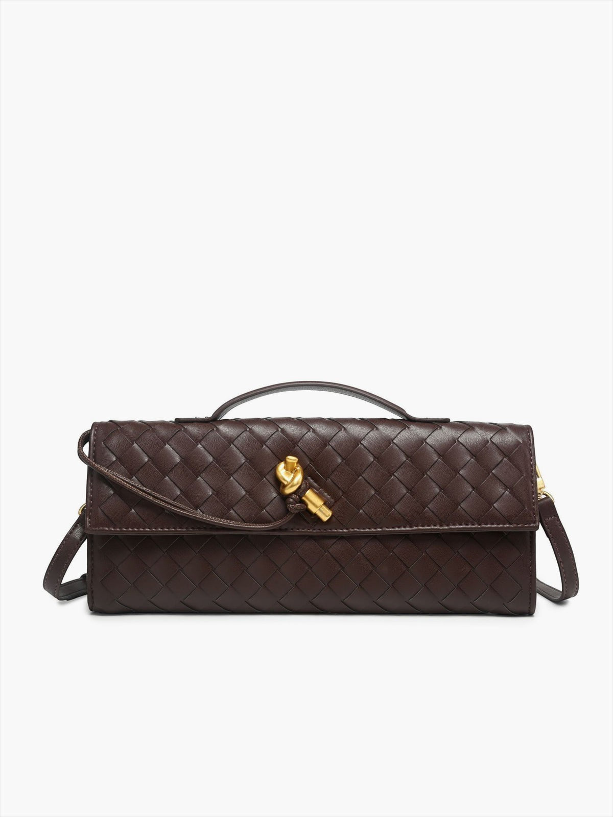 Bolso Clutch de Hombro Tejido con Solapa de Dos Formas