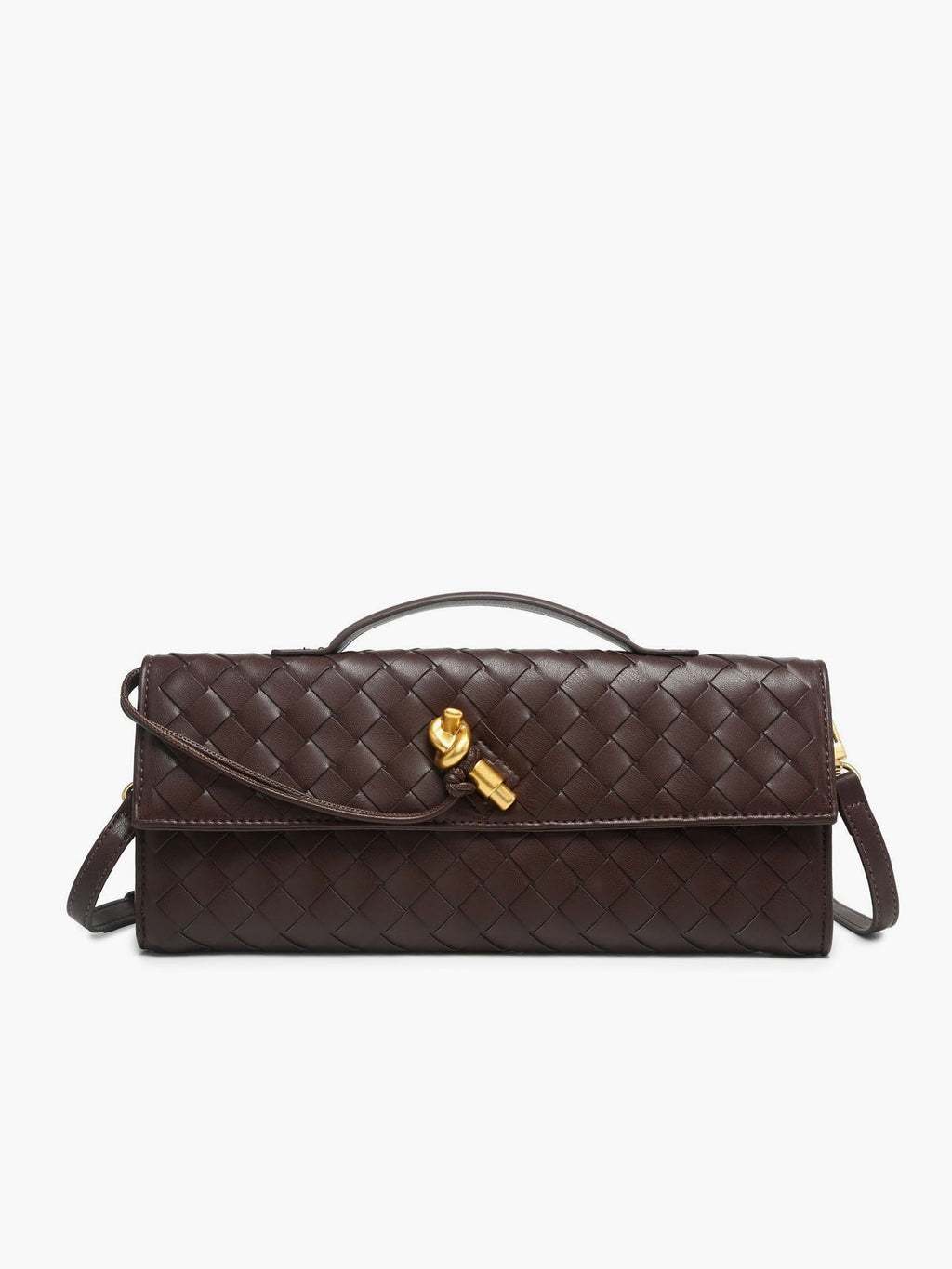 Bolso Clutch de Hombro Tejido con Solapa de Dos Formas
