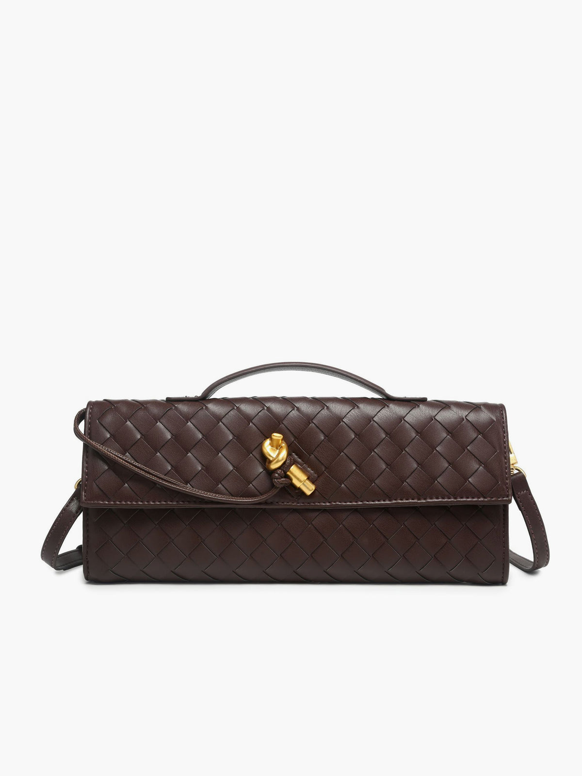Bolso Clutch de Hombro Tejido con Solapa de Dos Formas