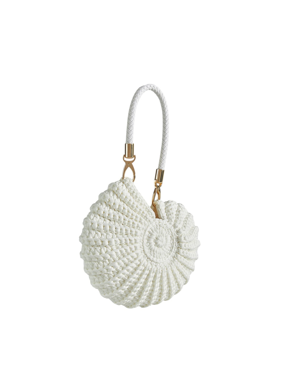 Bolso de mano trenzado Zevrion en forma de caracola, tejido a mano
