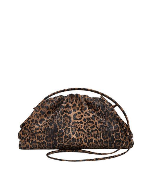 Bolso nube fruncido Zevrion con estampado de leopardo