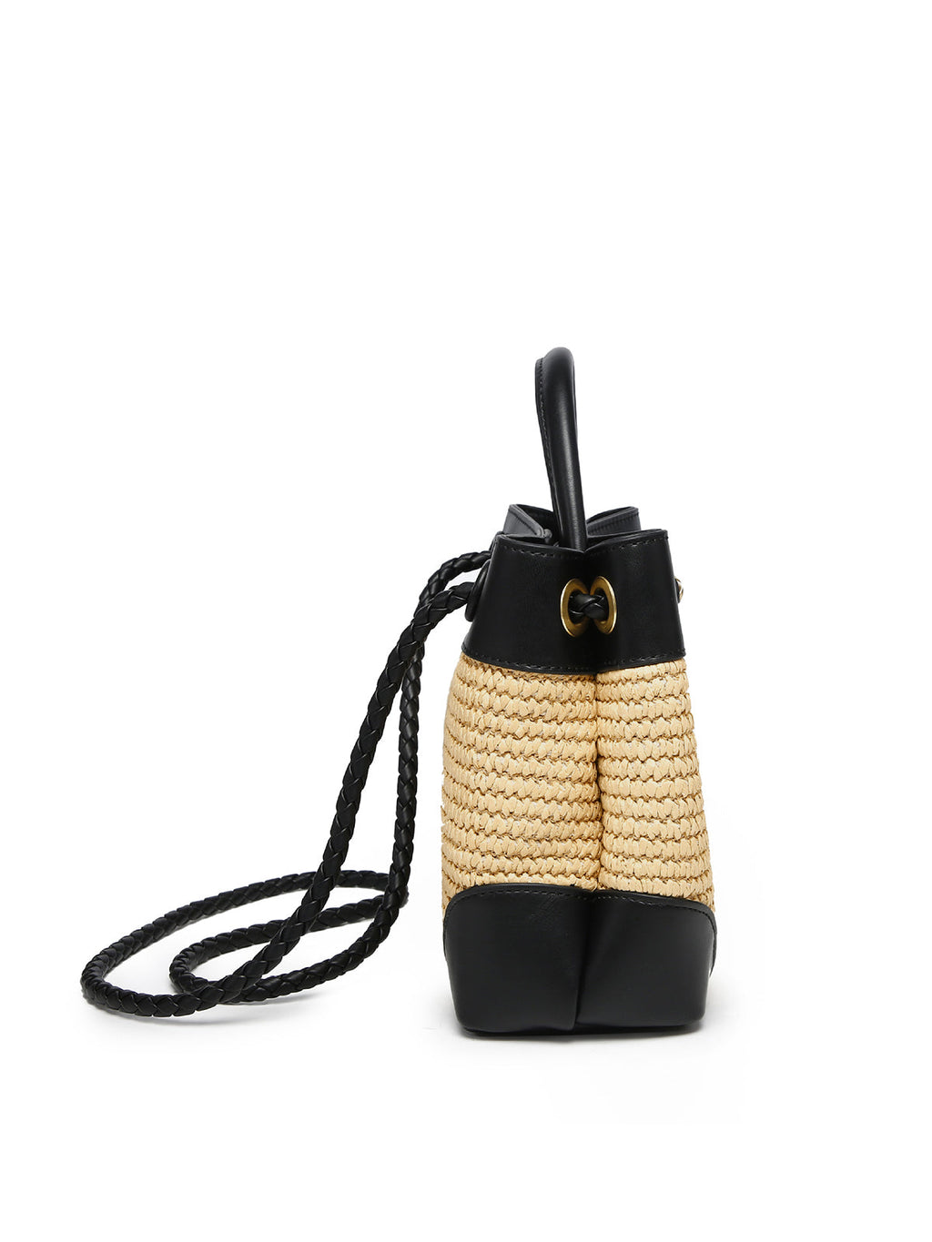 Woven Metal Accent Top Handle Handbag