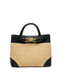 Woven Metal Accent Top Handle Handbag