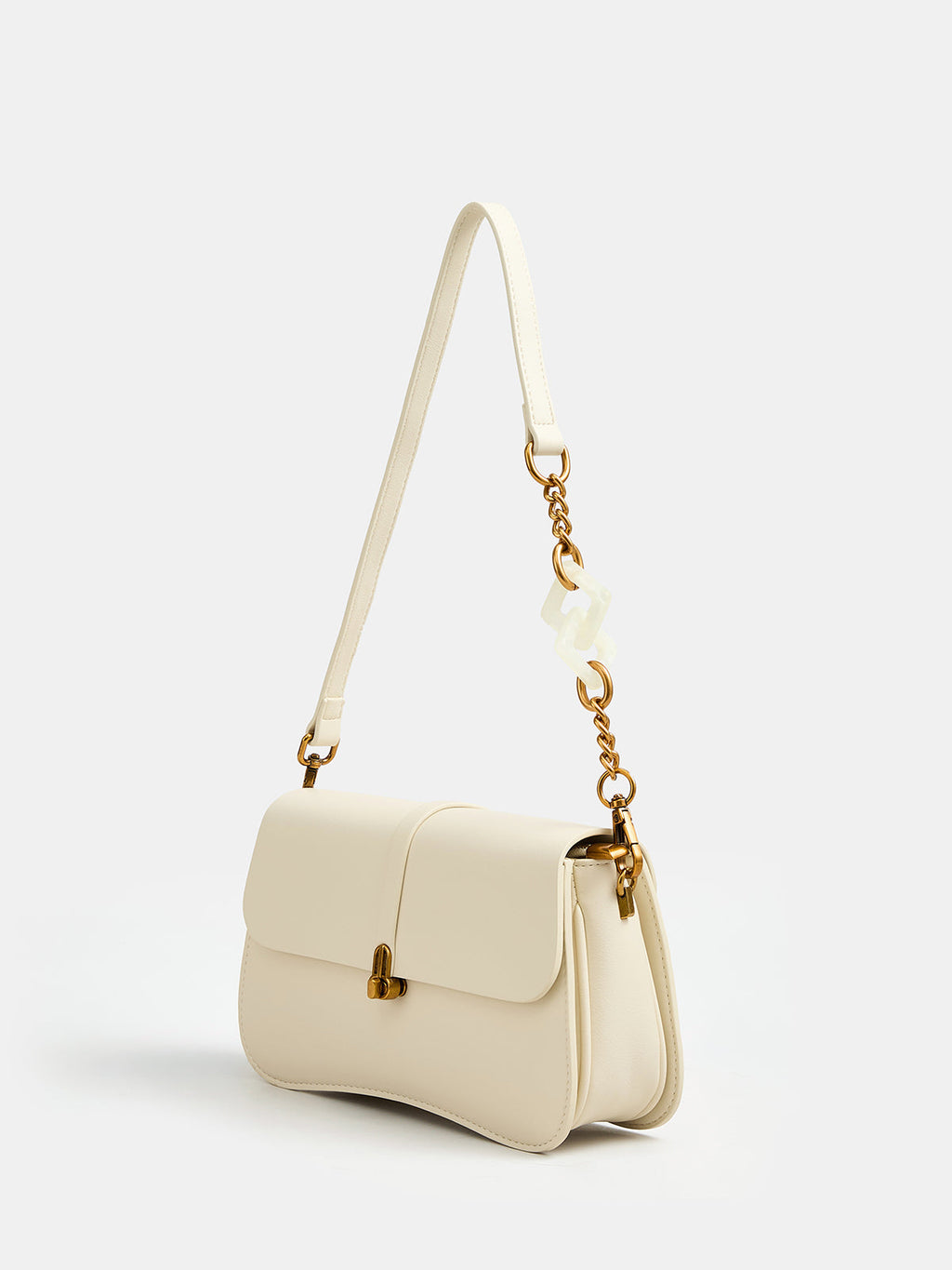 Curved Bottom Flap Shoulder Bag