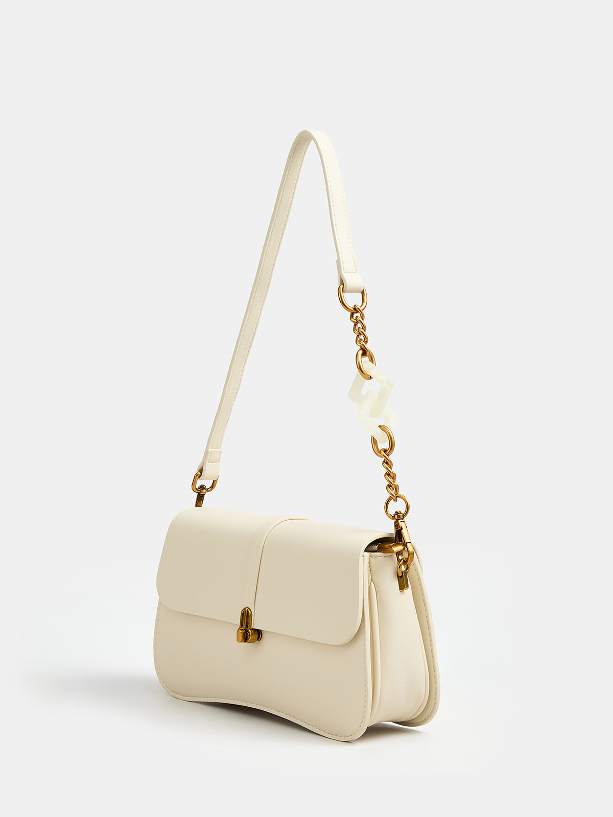 Curved Bottom Flap Shoulder Bag