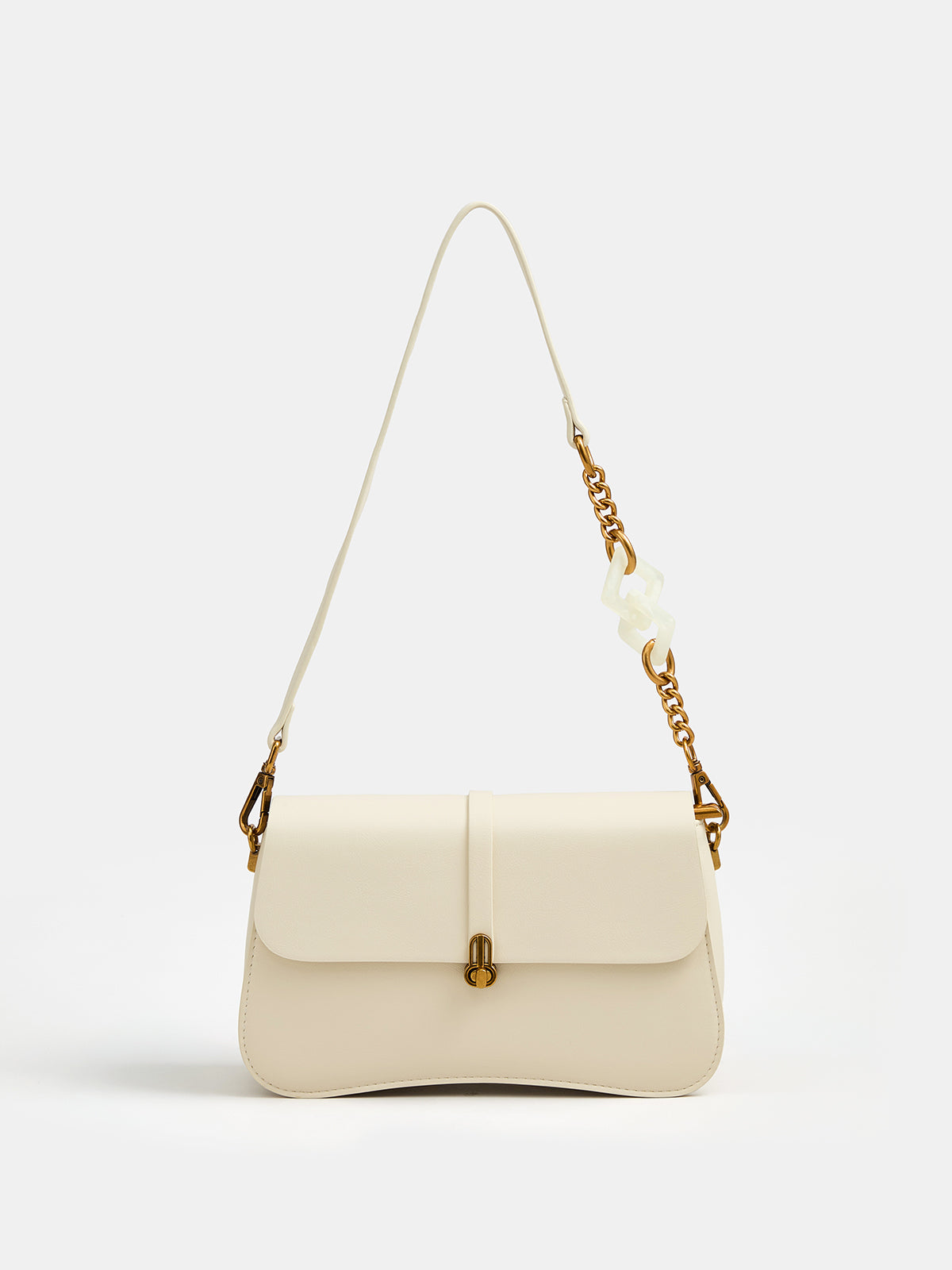 Curved Bottom Flap Shoulder Bag