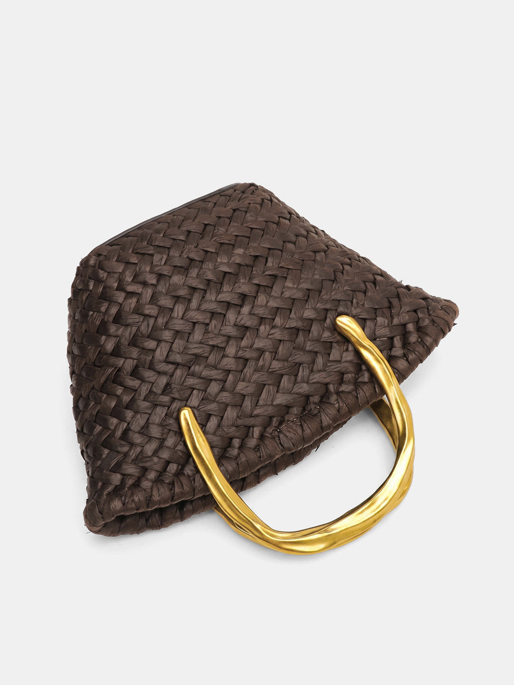Woven Metal Handle Crossbody Handbag