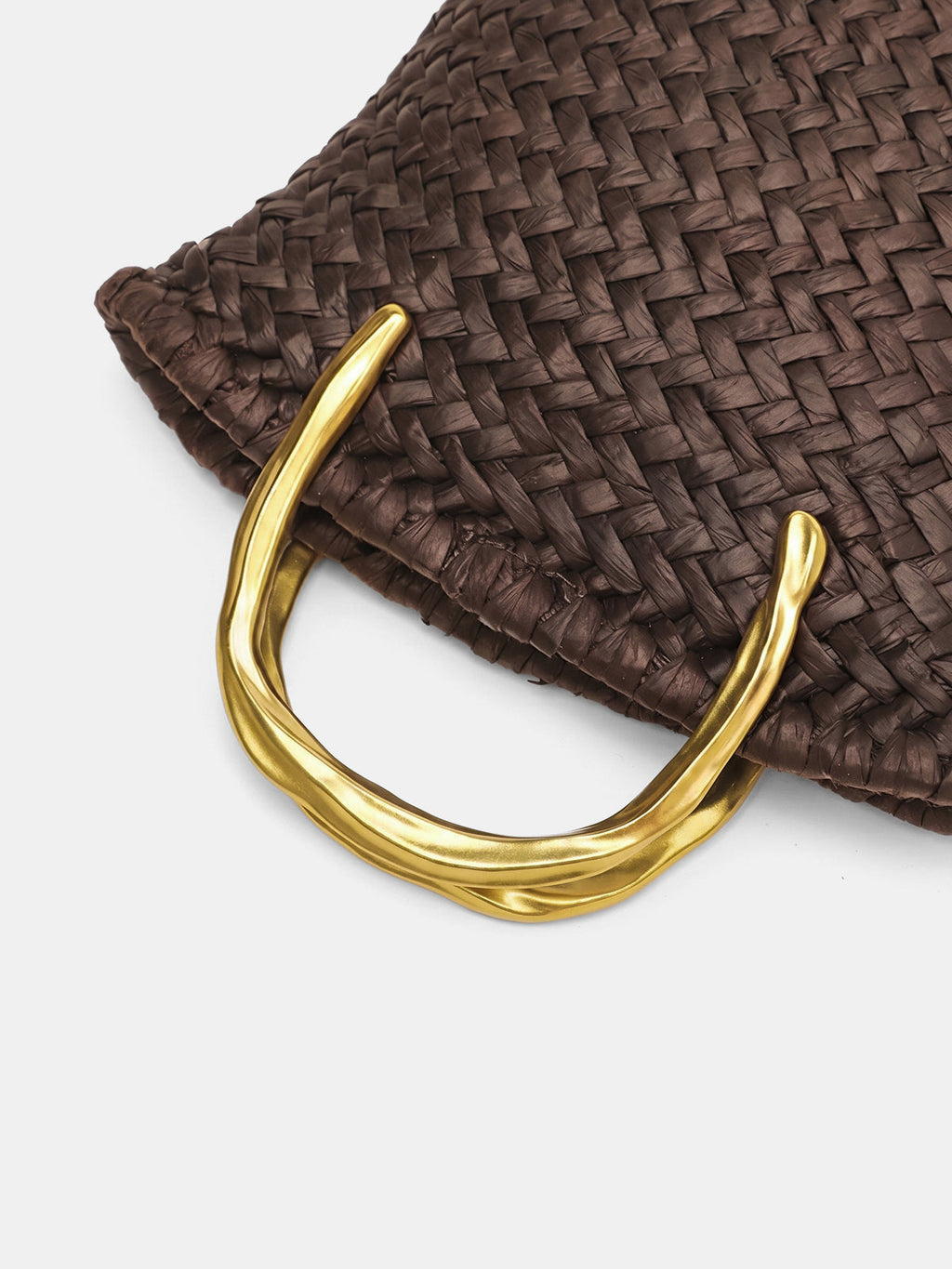 Woven Metal Handle Crossbody Handbag