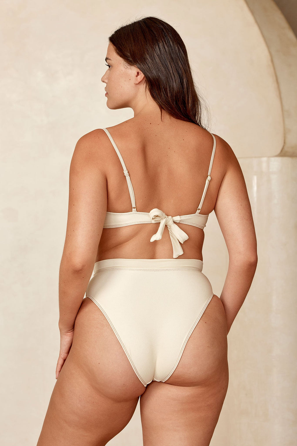 Top de Bikini Maui Champagne – Diseño Denim Color Champán