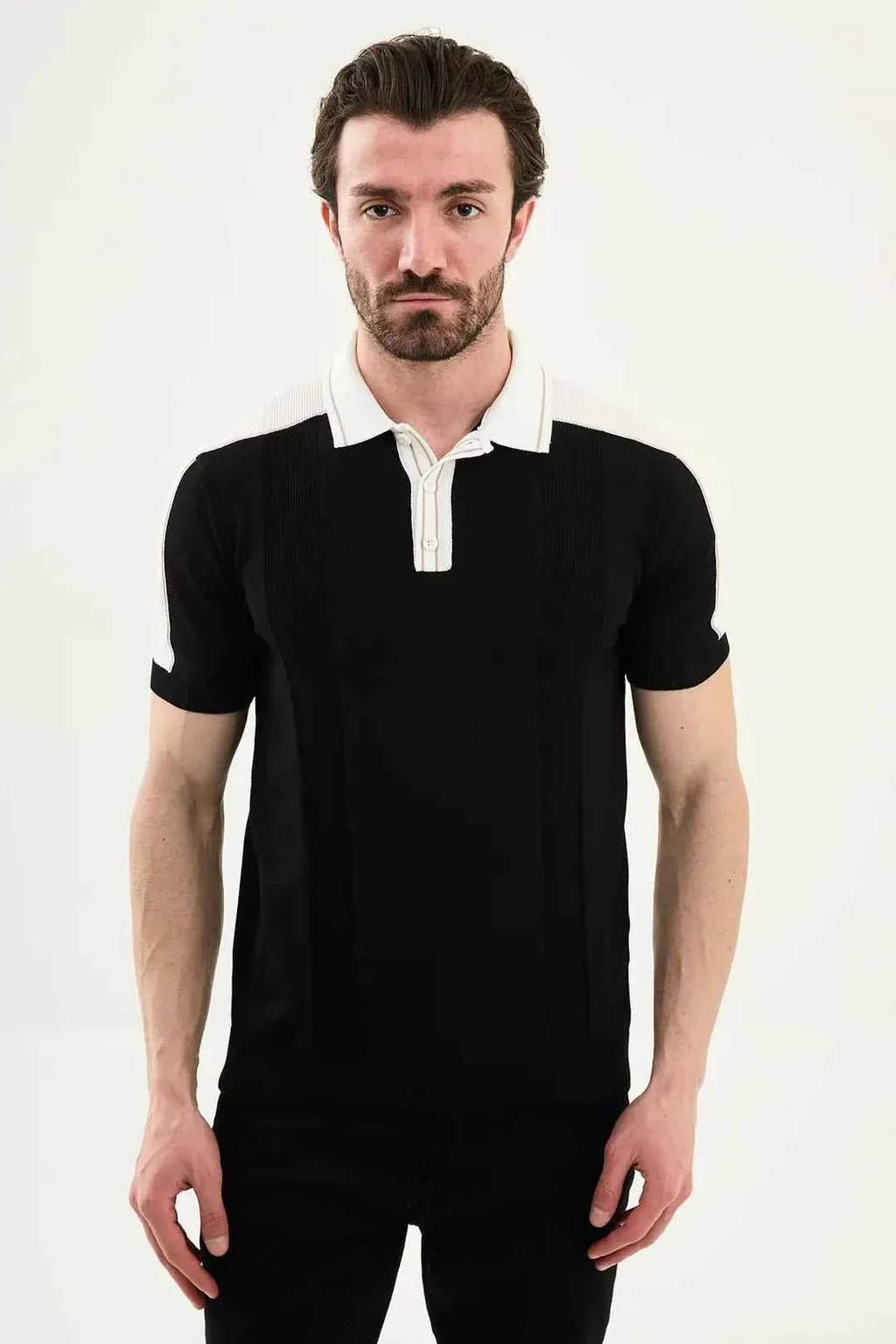 Polo Laredo de Punto a Rayas Negro