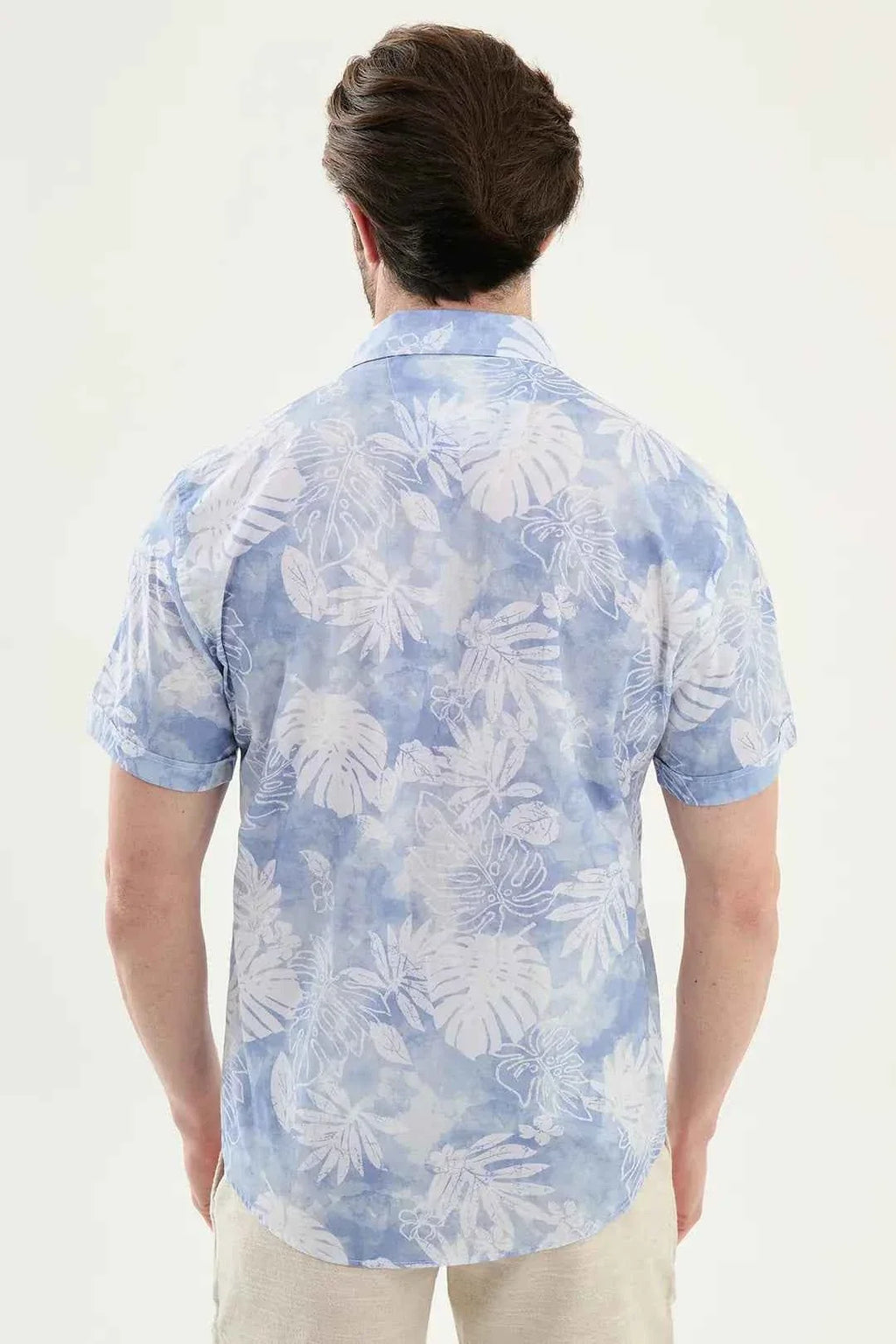 Laredo Blue Tropical Floral Print Short Sleeve Shirt