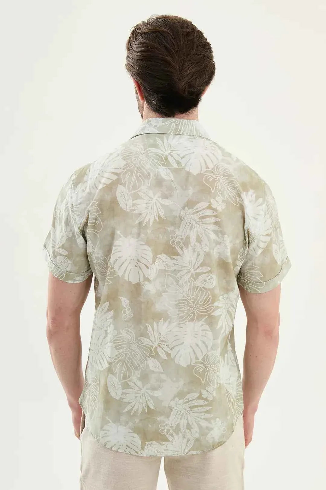 Laredo Green Tropical Floral Print Short Sleeve Shirt