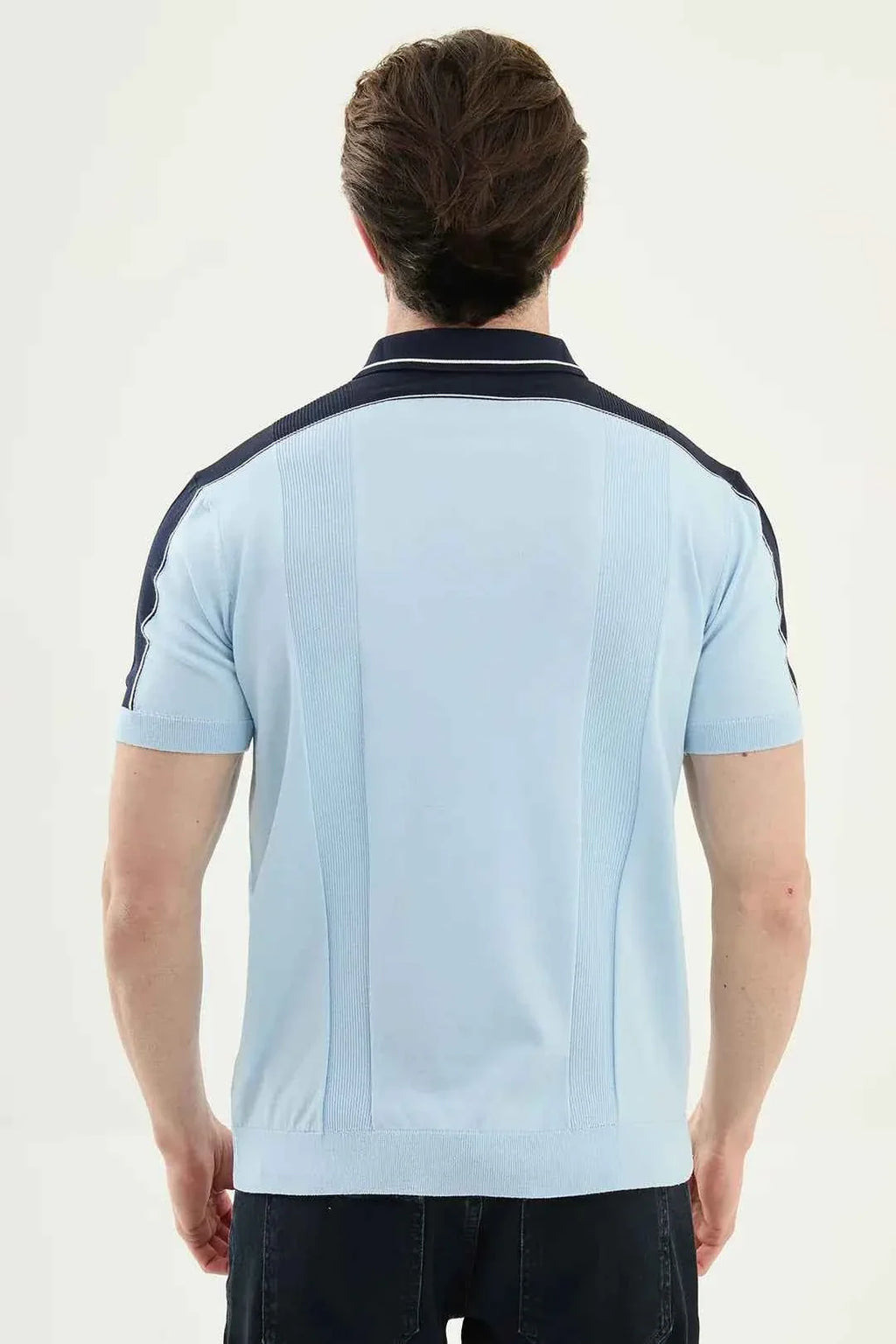 Polo Laredo de Punto a Rayas Azul Claro