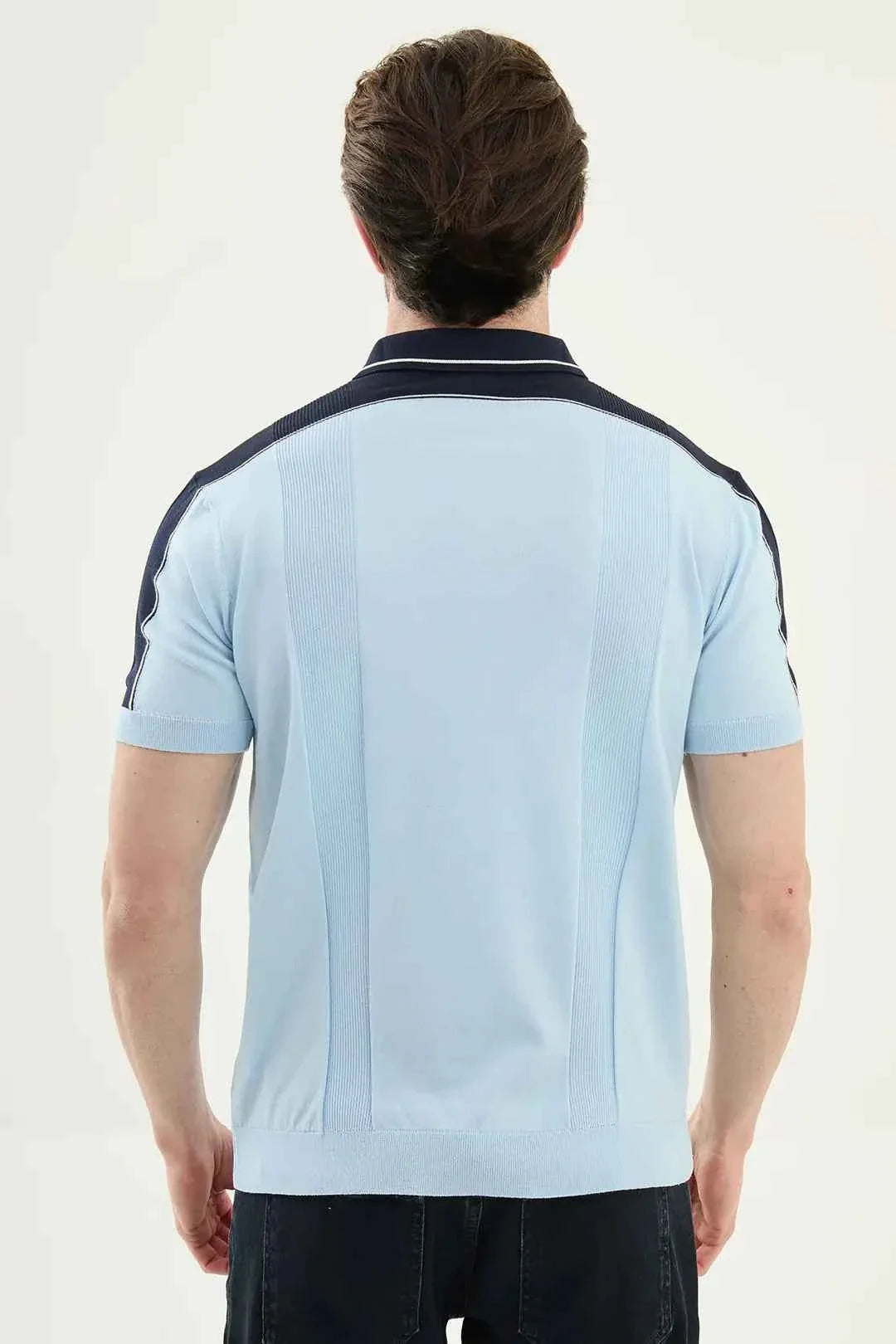 Polo Laredo de Punto a Rayas Azul Claro