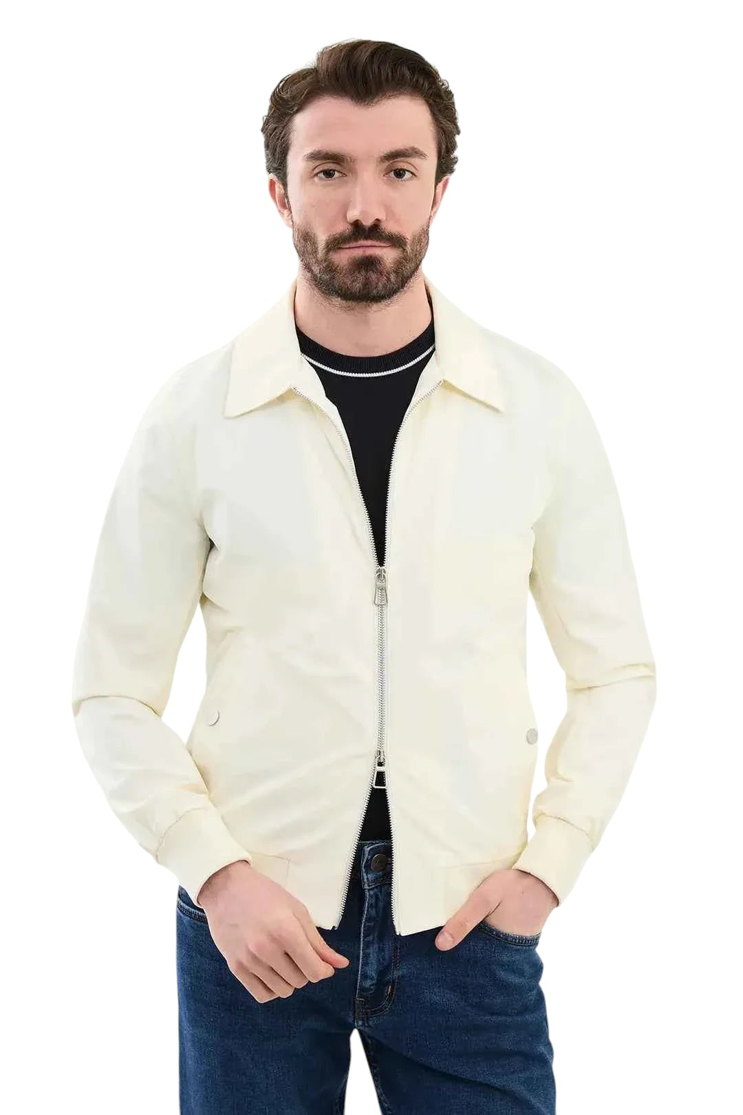 Chaqueta Harrington Zevrion en blanco roto con cremallera