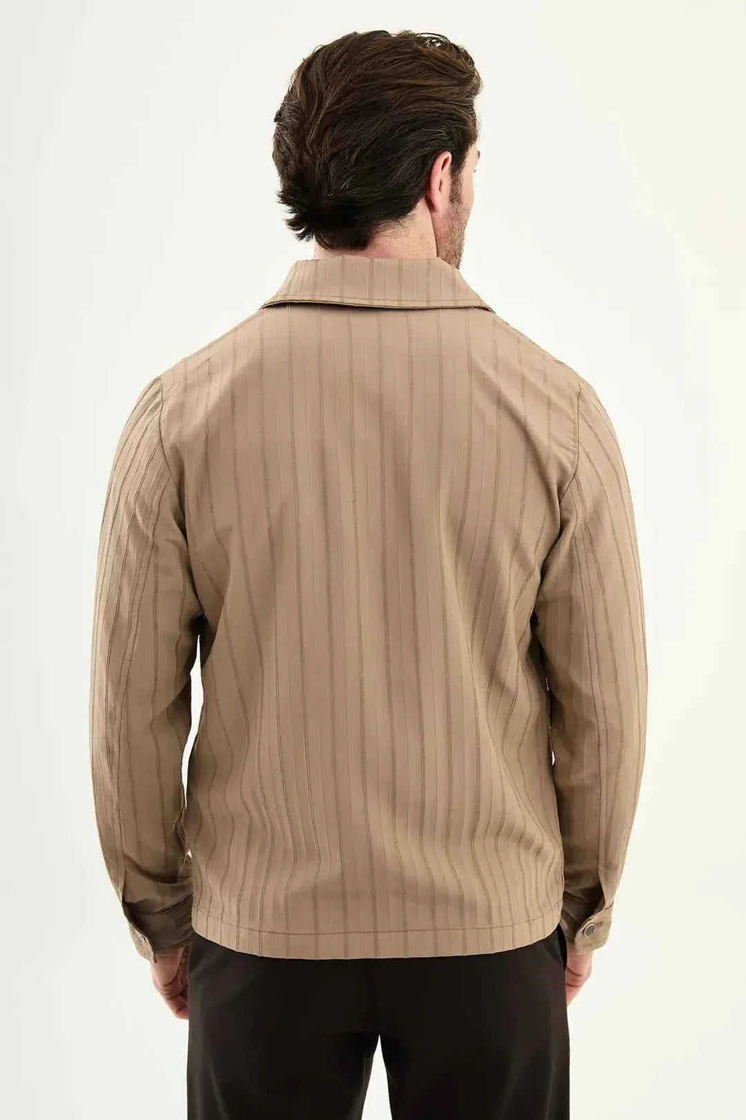 Chaqueta Overshirt Laredo a Rayas Beige