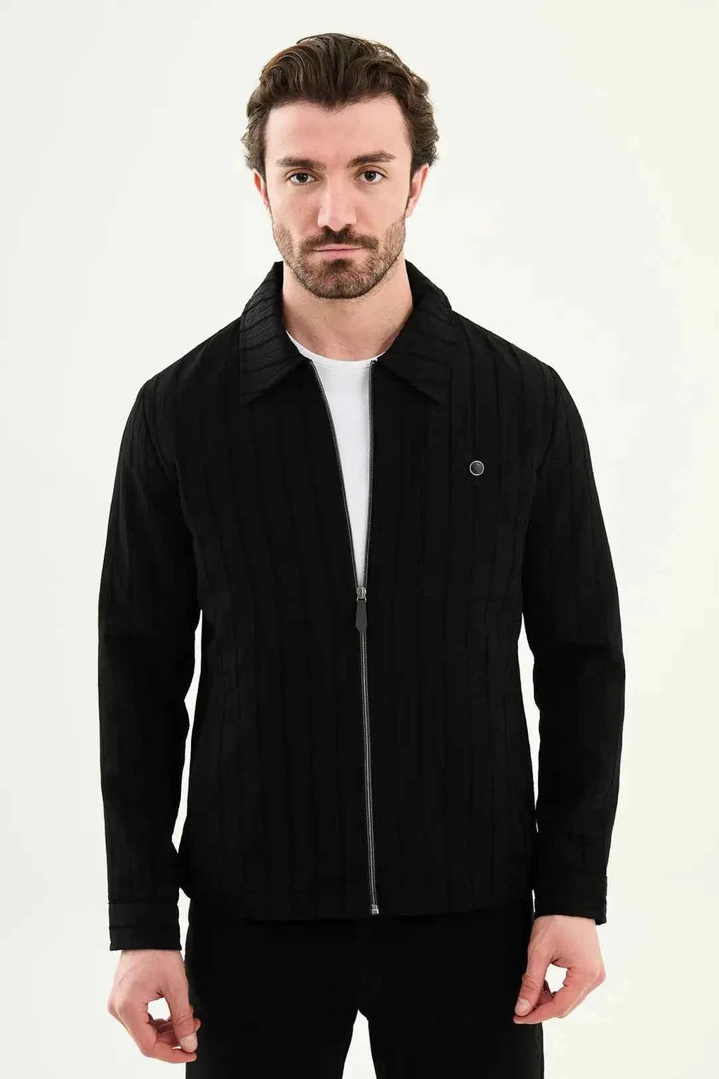 Chaqueta Overshirt Laredo a Rayas Negra