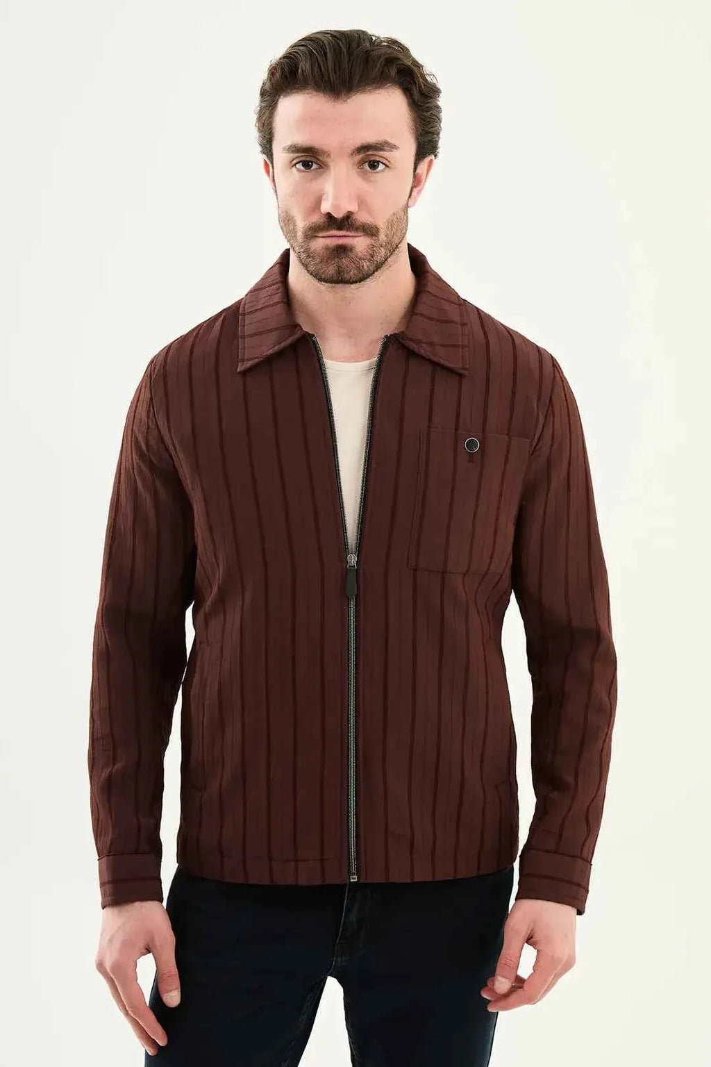 Chaqueta Overshirt Laredo a Rayas Burdeos