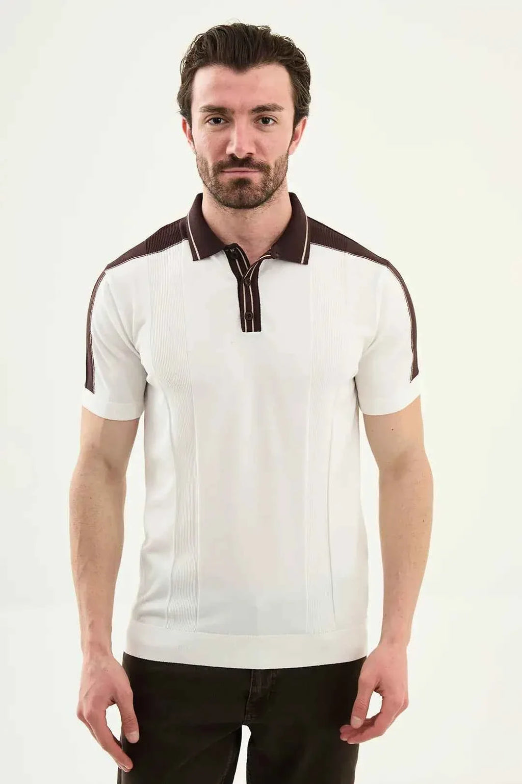 Polo Laredo de Punto a Rayas Blanco
