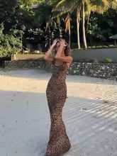 Vestido Maxi Leopardo Elegante Espalda Descubierta