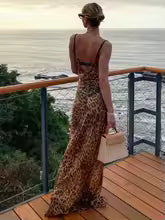 Vestido Maxi Leopardo Elegante Espalda Descubierta