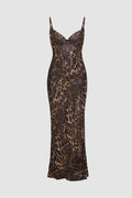 Vestido Maxi Leopardo Elegante Espalda Descubierta