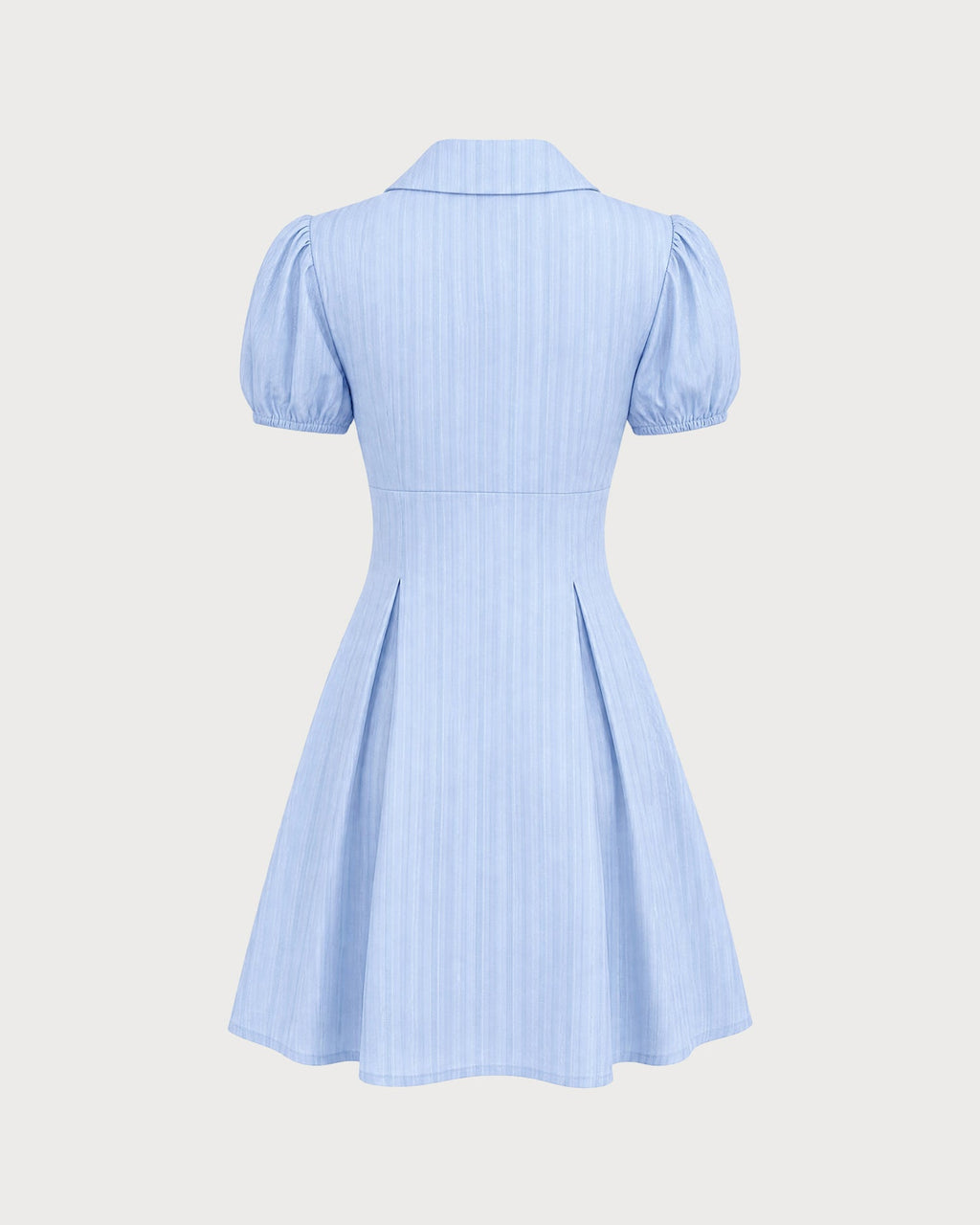 Blue Collar Puffed Sleeve Button Mini Dress