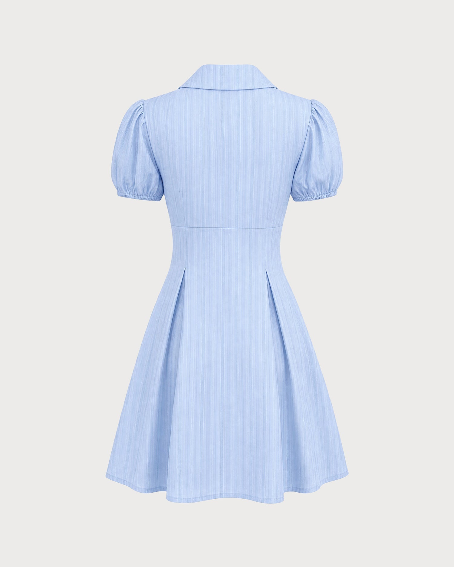 Blue Collar Puffed Sleeve Button Mini Dress