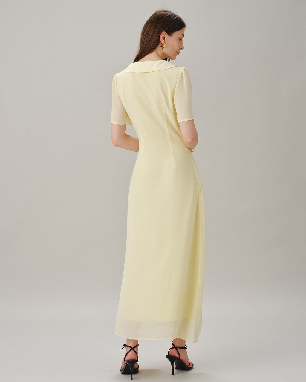 Yellow V Neck Tie Tunic Maxi Dress