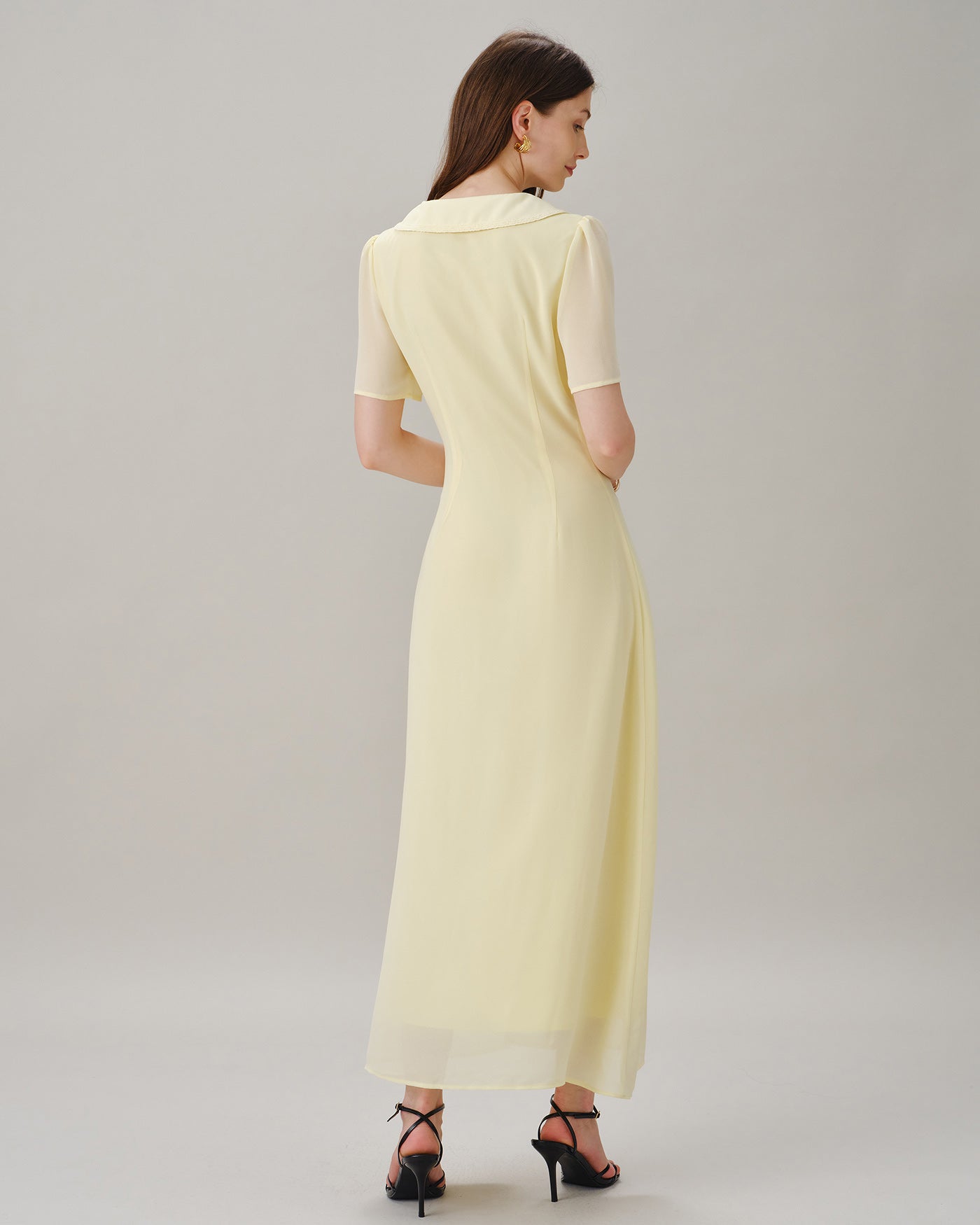 Yellow V Neck Tie Tunic Maxi Dress