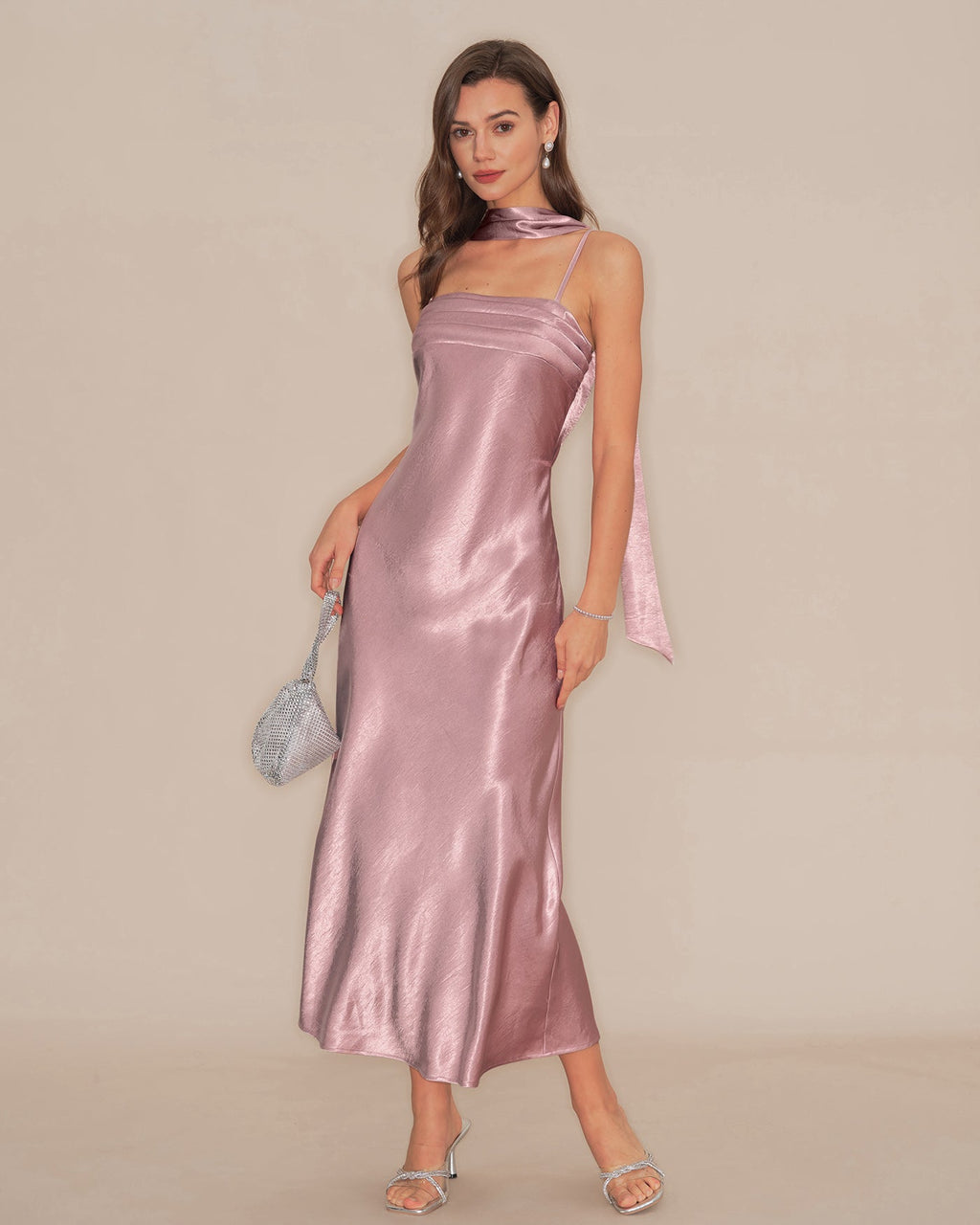 Pink Slip Mermaid Satin Maxi Dress