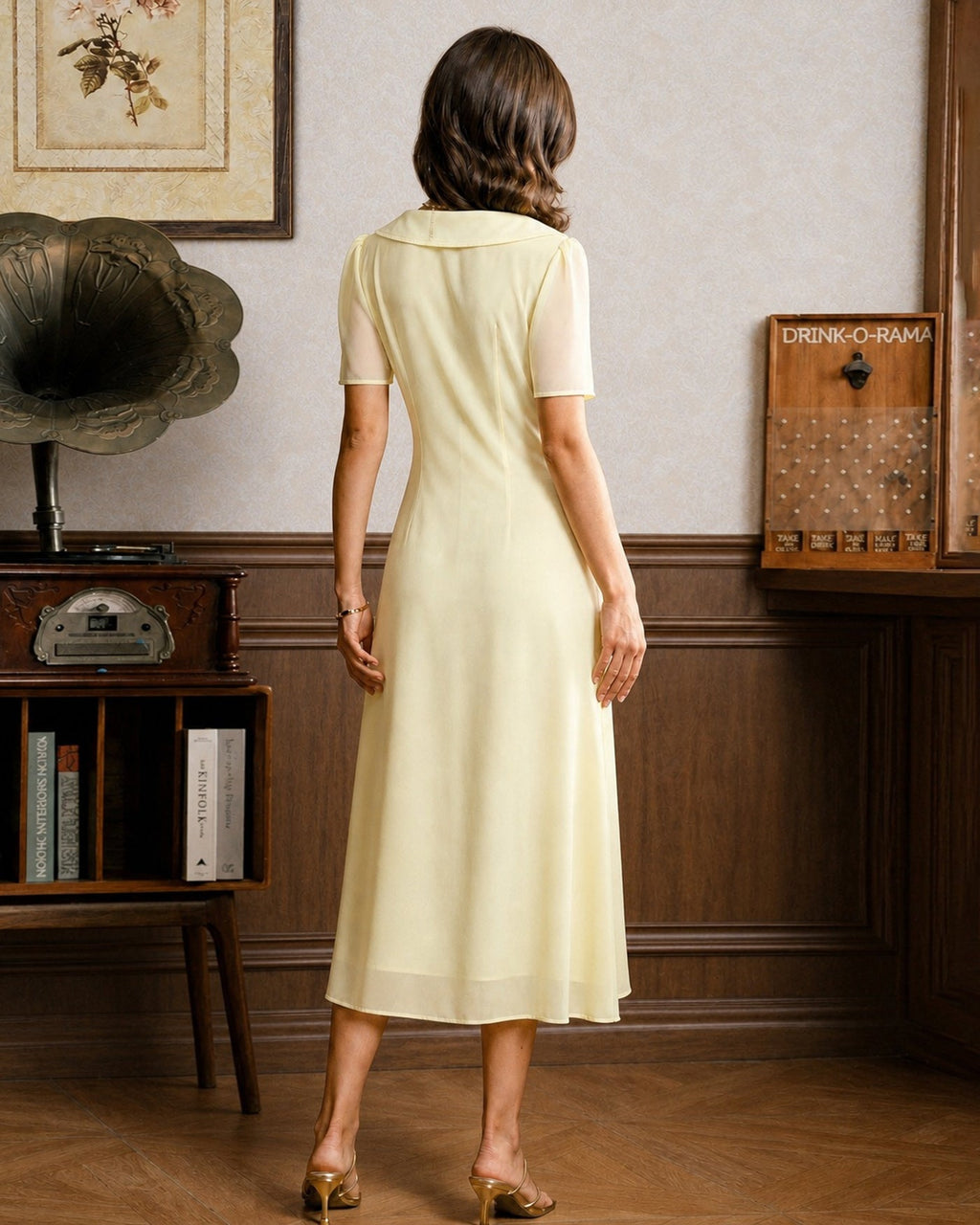 Yellow V Neck Tie Tunic Maxi Dress