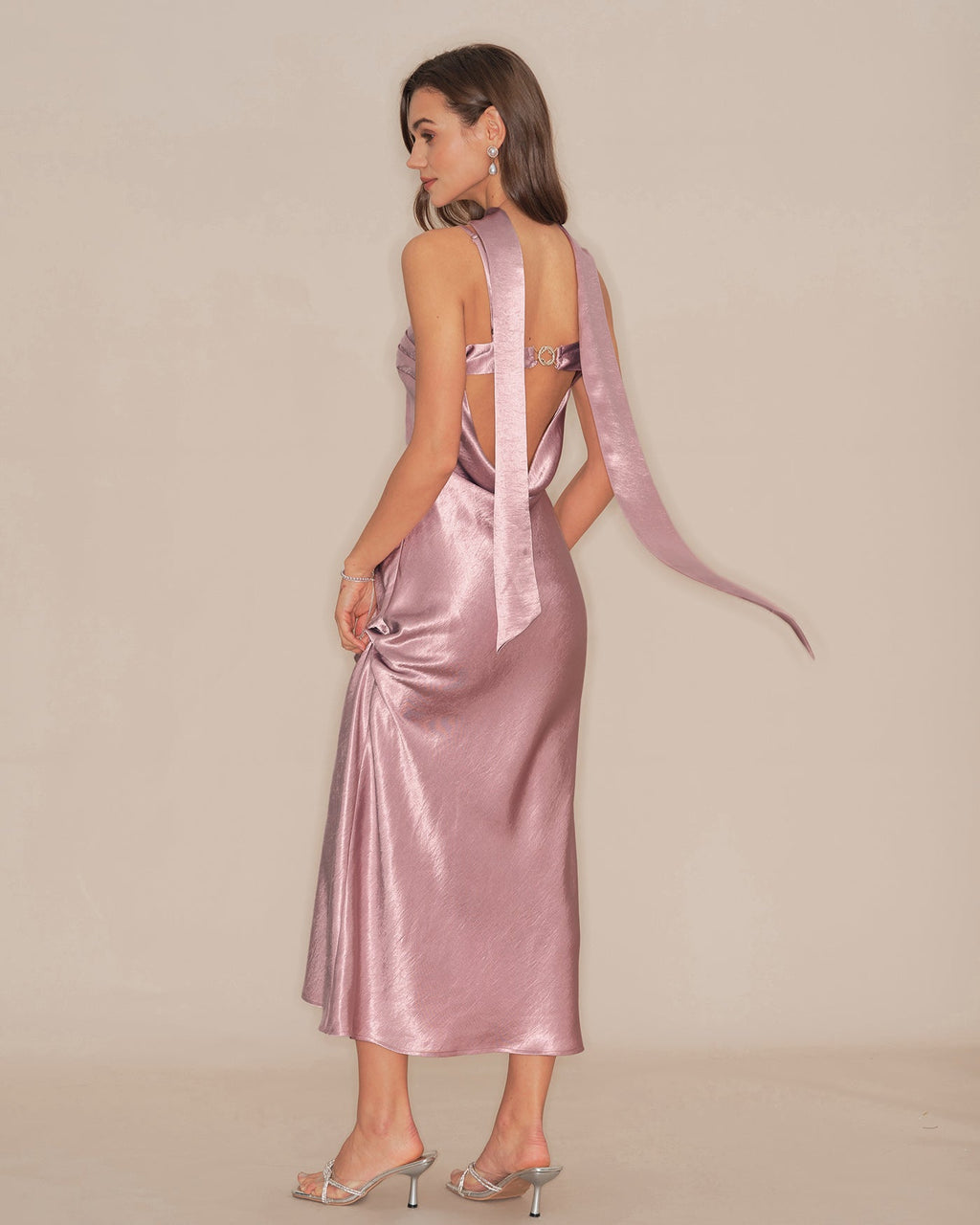 Pink Slip Mermaid Satin Maxi Dress