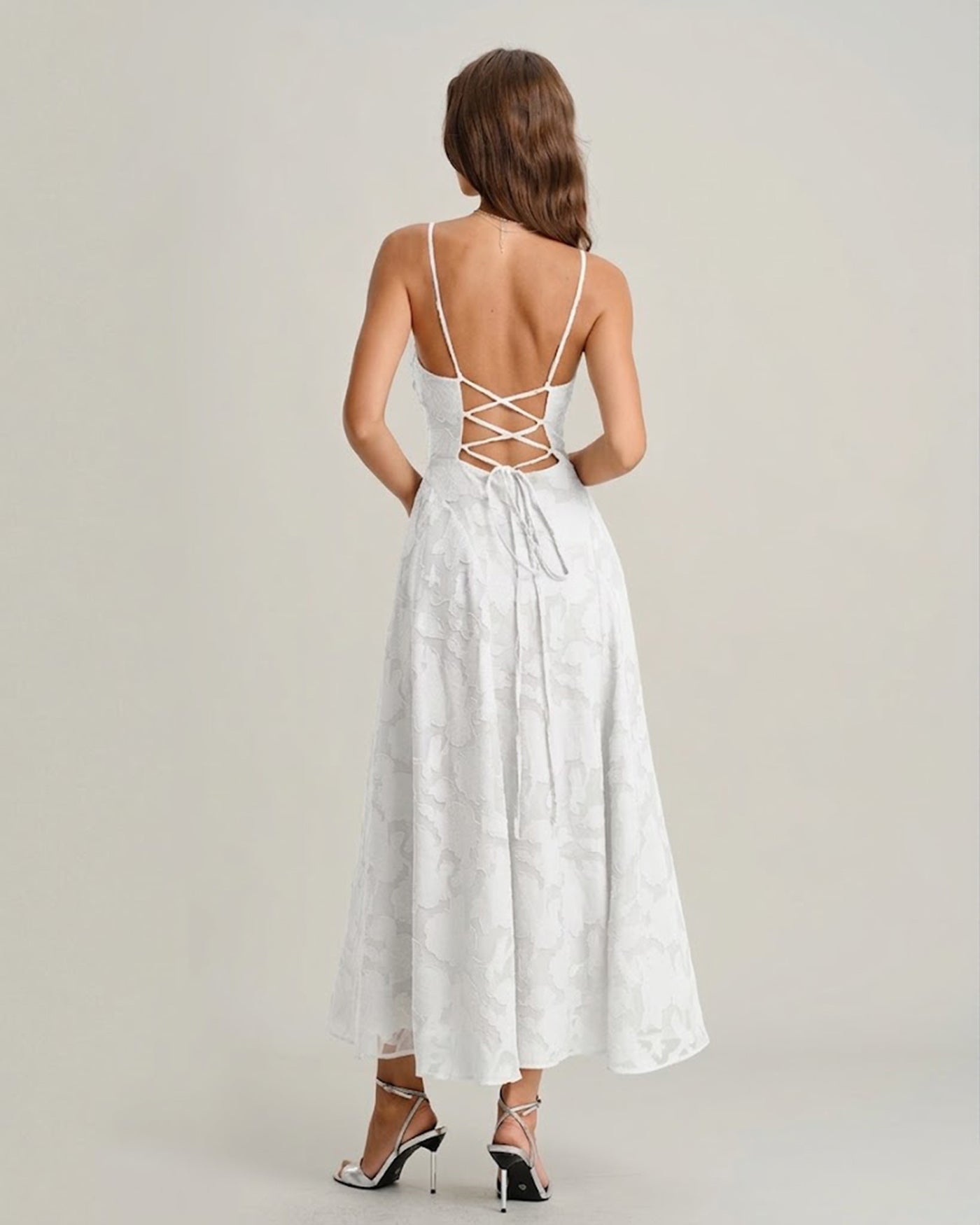 White X Cross Jacquard Slip Maxi Dress