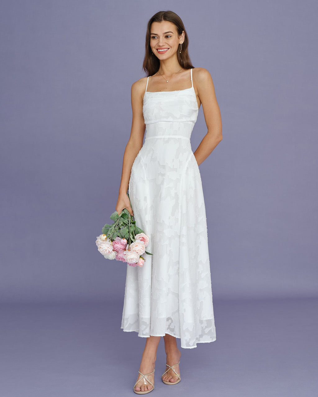 White X Cross Jacquard Slip Maxi Dress