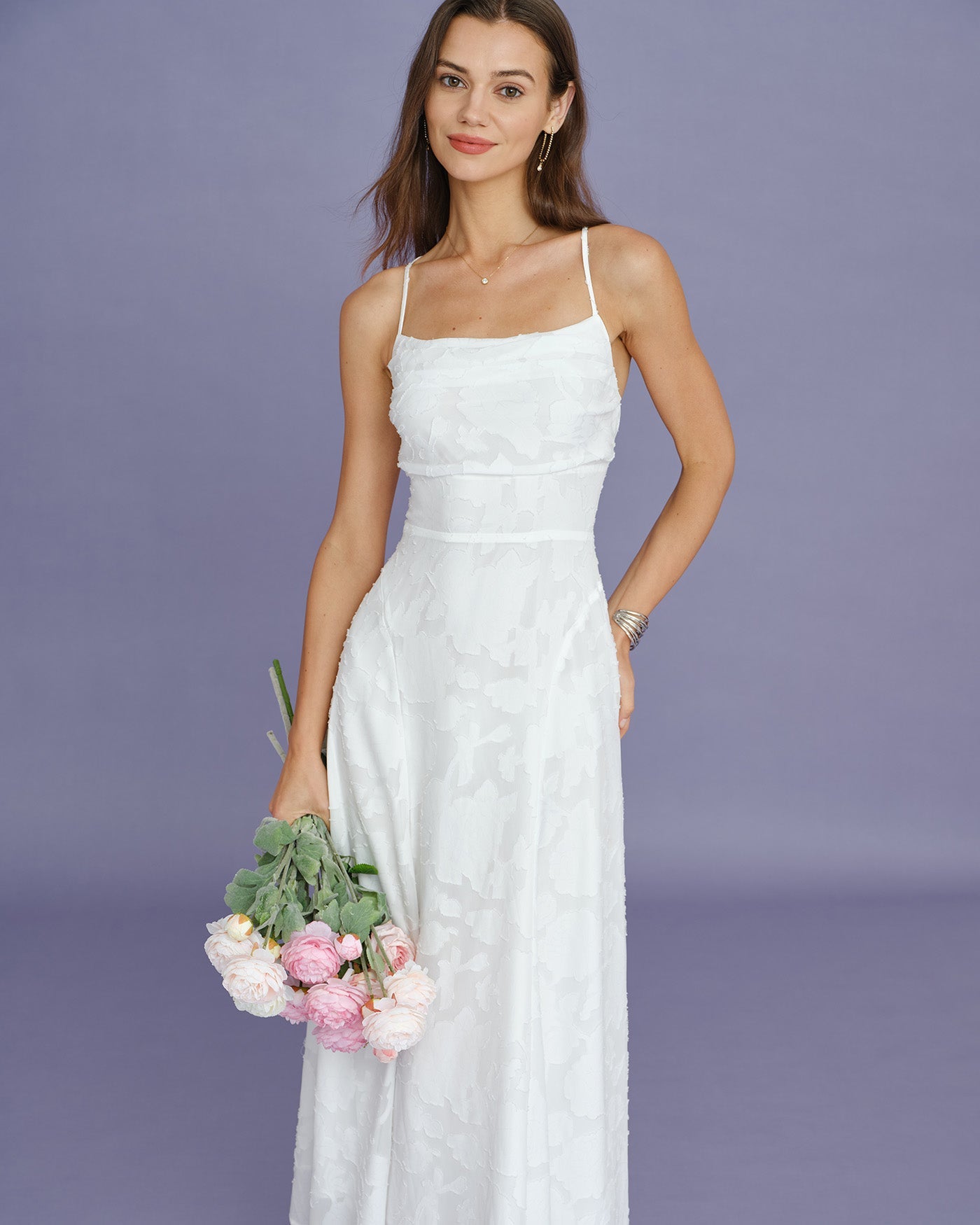 White X Cross Jacquard Slip Maxi Dress